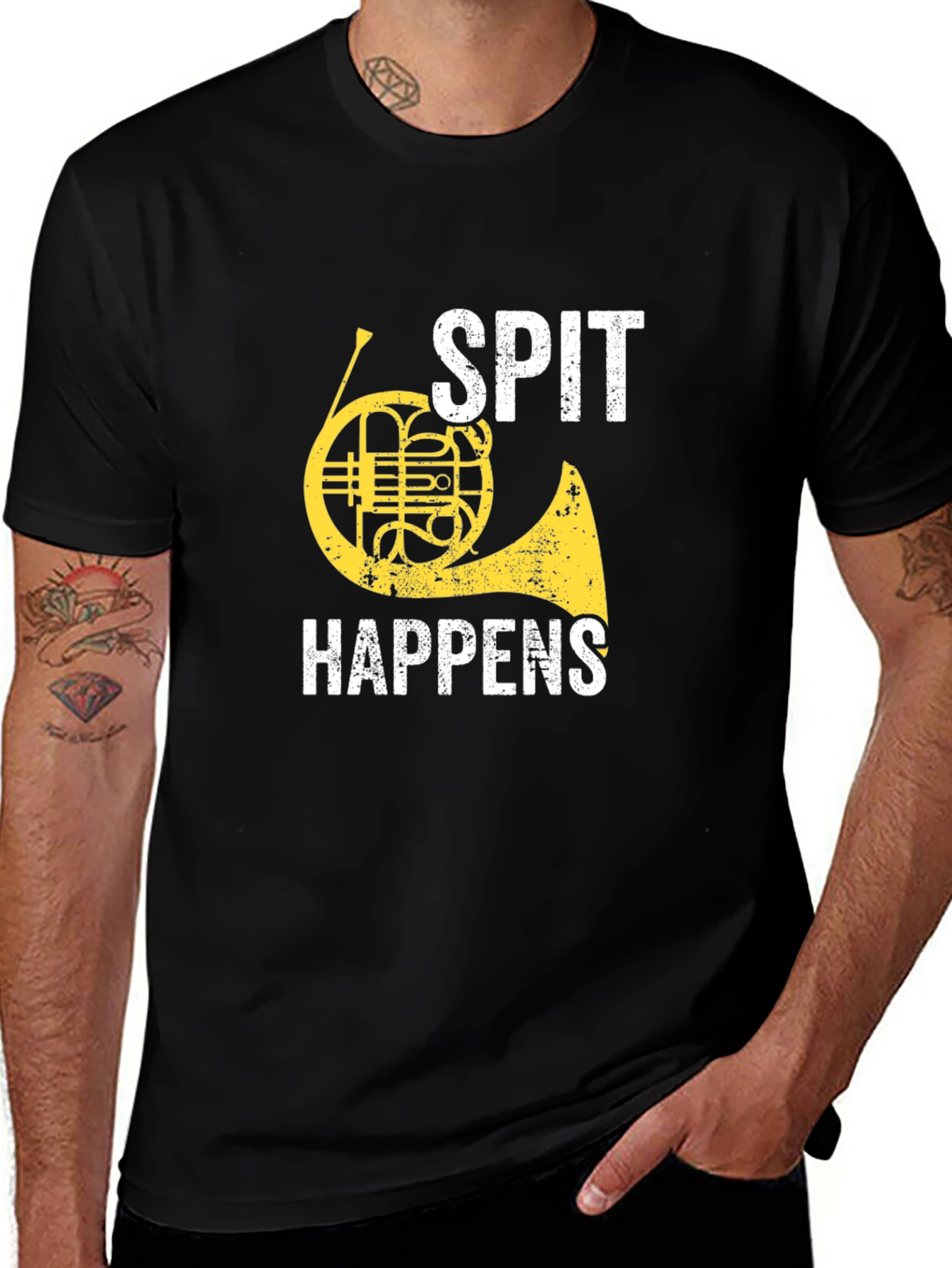 Spit Happens French Horn Graphic Tee