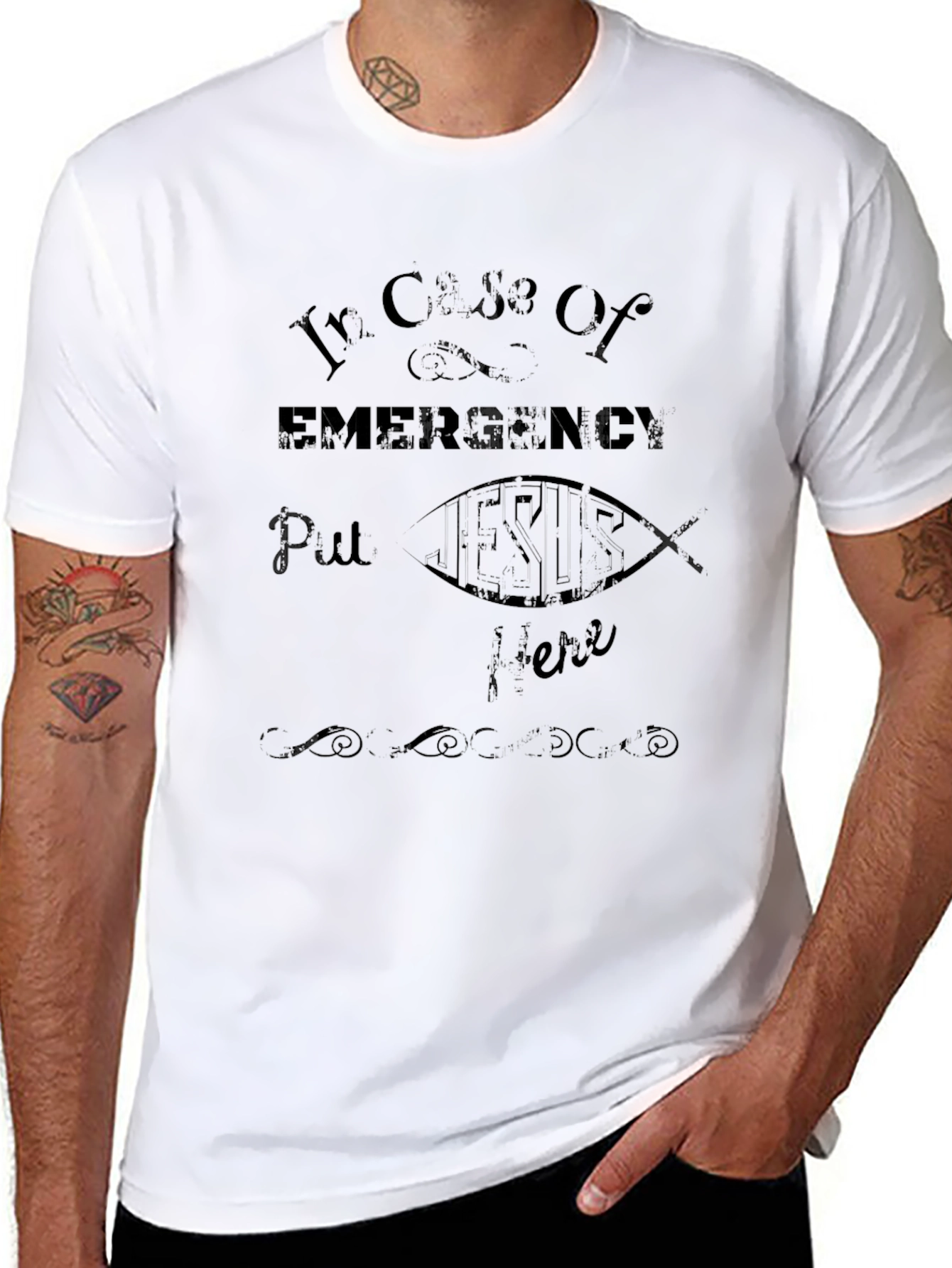 Emergency Jesus Black Graphic T-Shirt