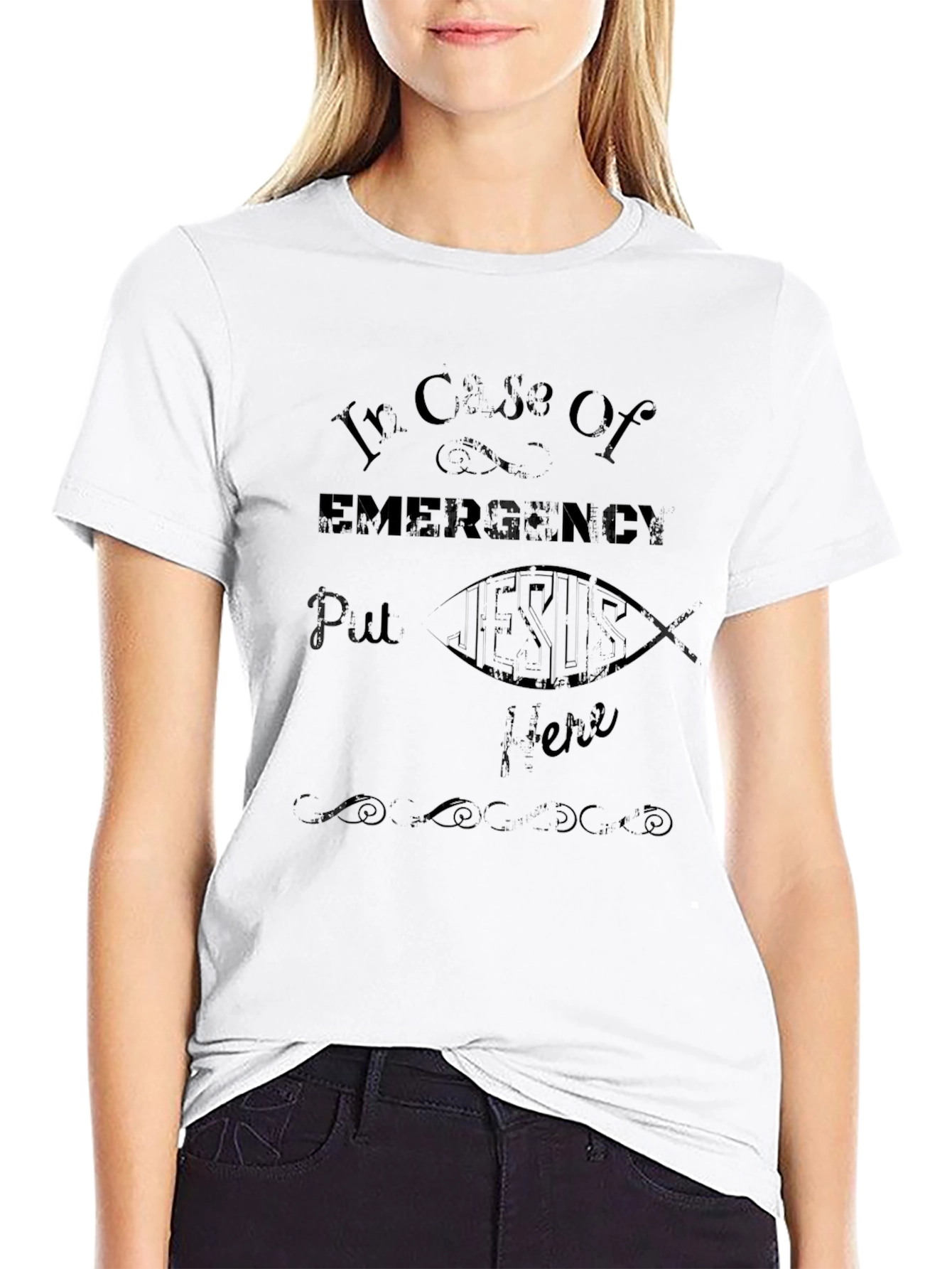 Emergency Jesus Black Graphic T-Shirt