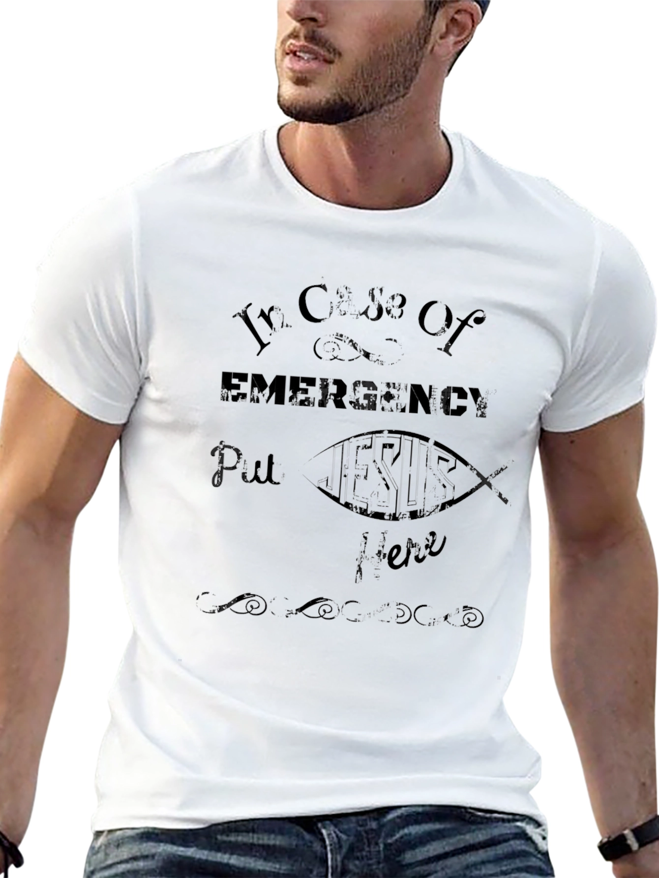 Emergency Jesus Black Graphic T-Shirt