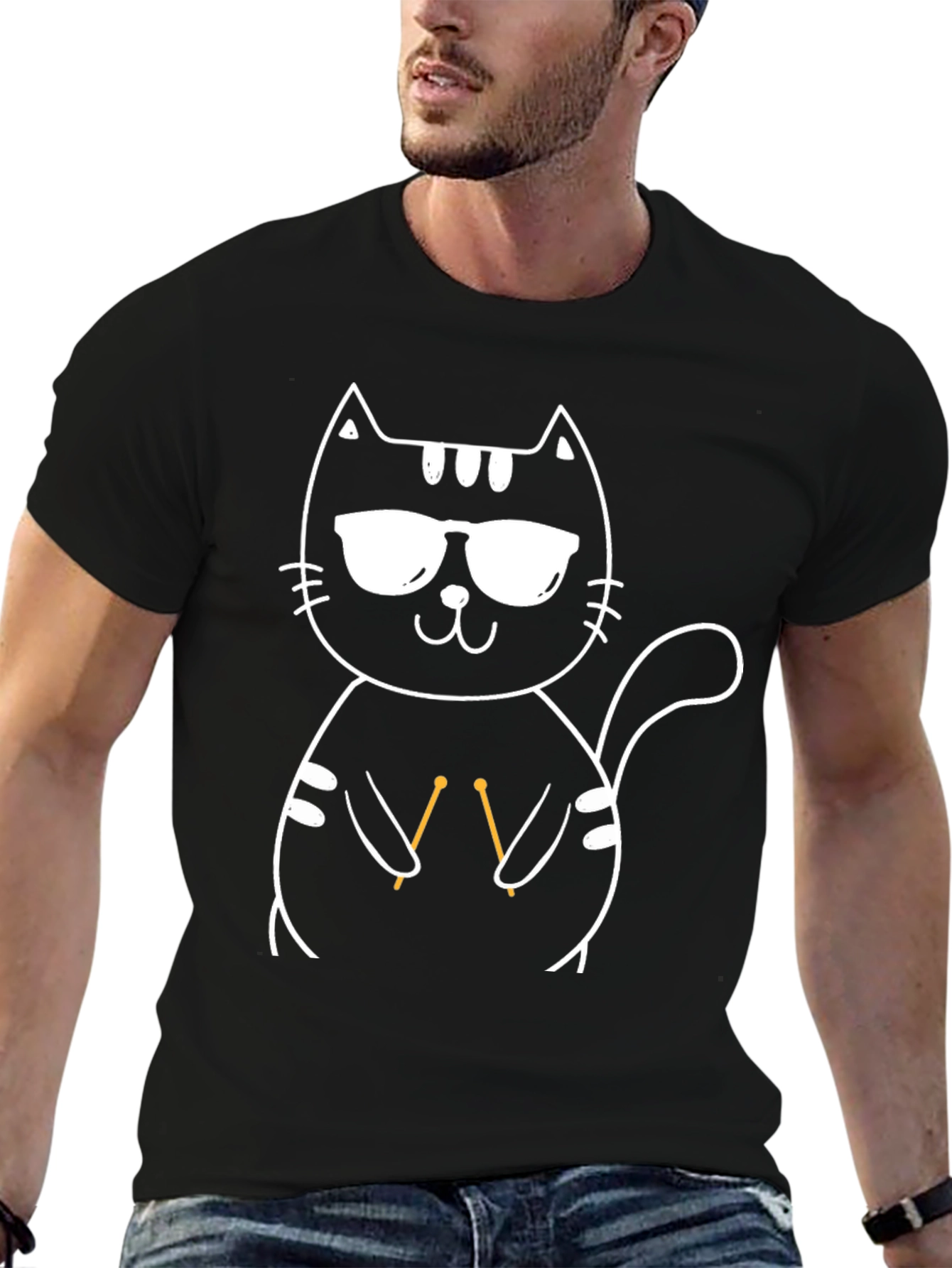 Cool Cat Knitter T-Shirt - Black