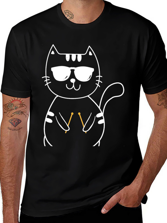 Cool Cat Knitter T-Shirt - Black