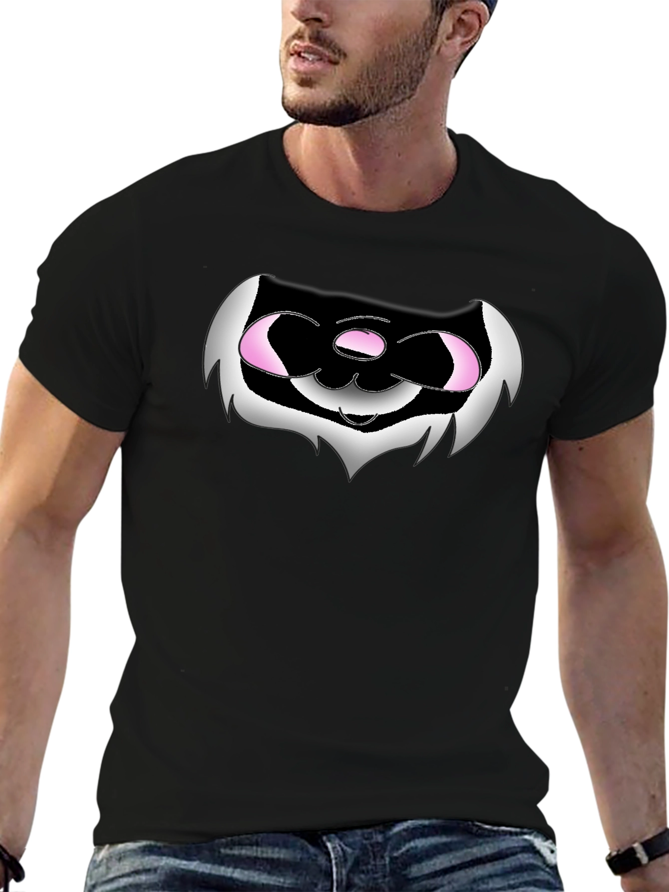 Funny Black T-Shirt with Cartoon Creature Graphic