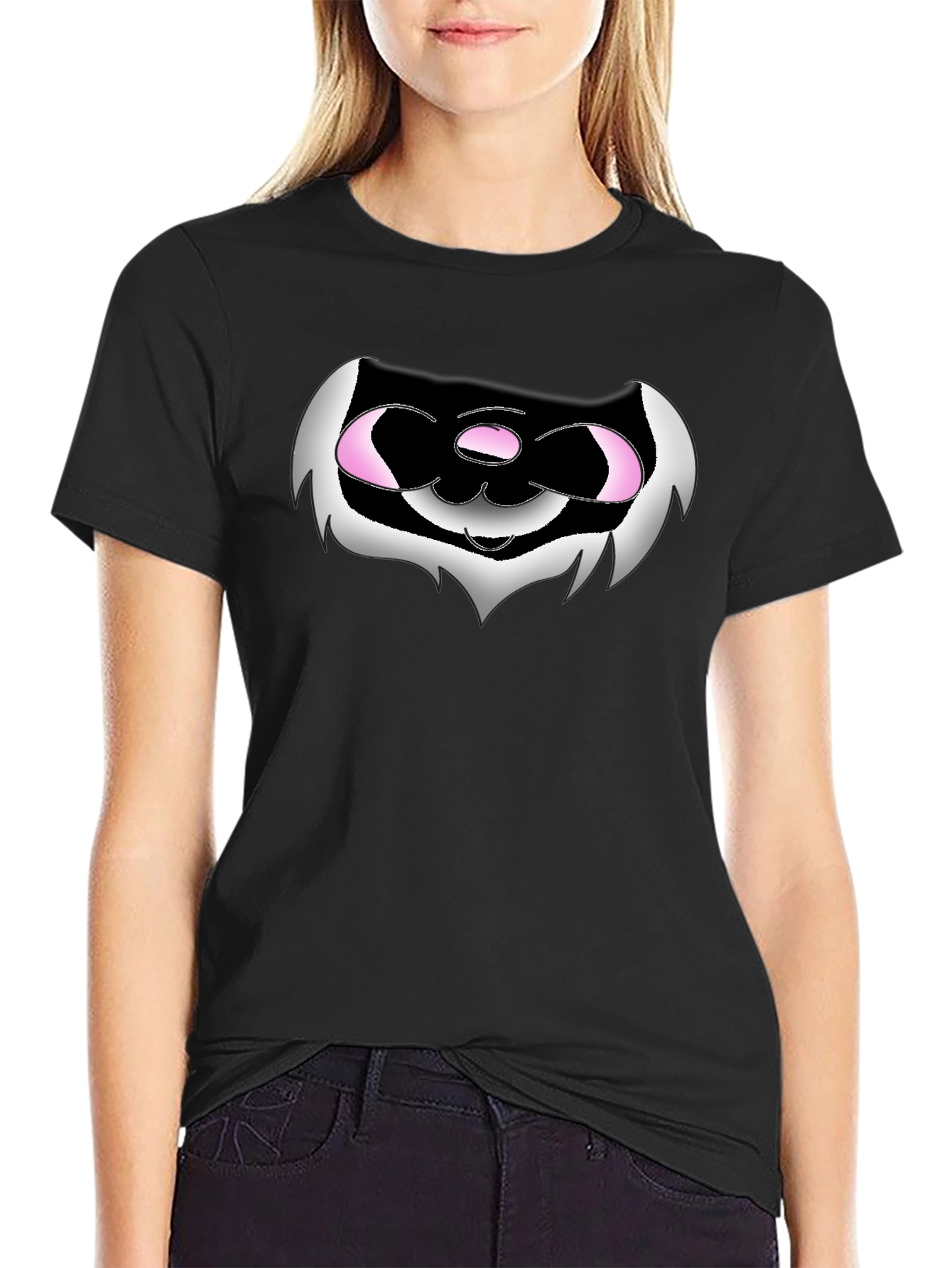 Funny Black T-Shirt with Cartoon Creature Graphic