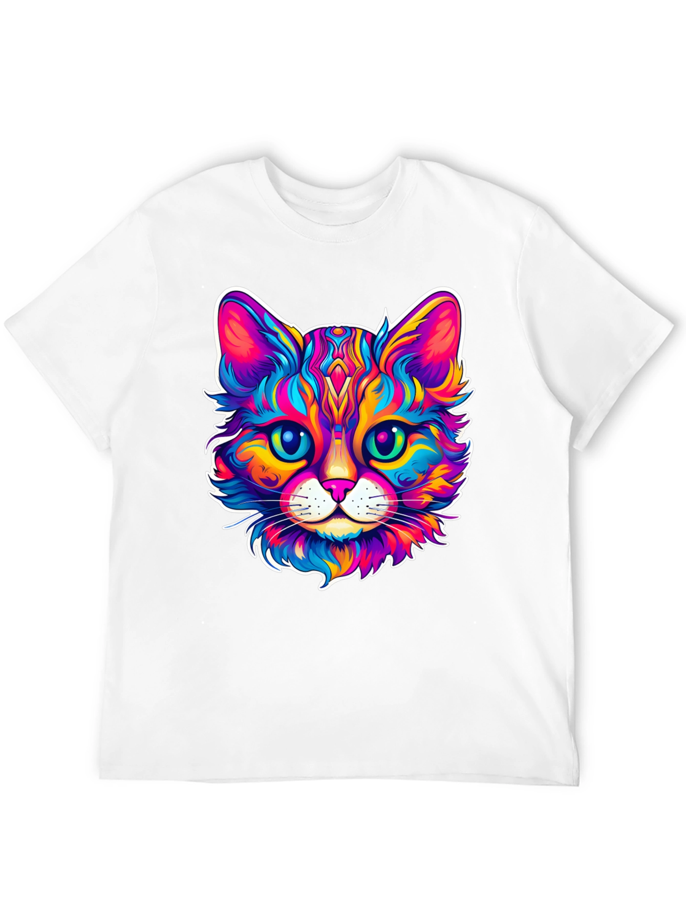 Colorful Cat Graphic T-Shirt