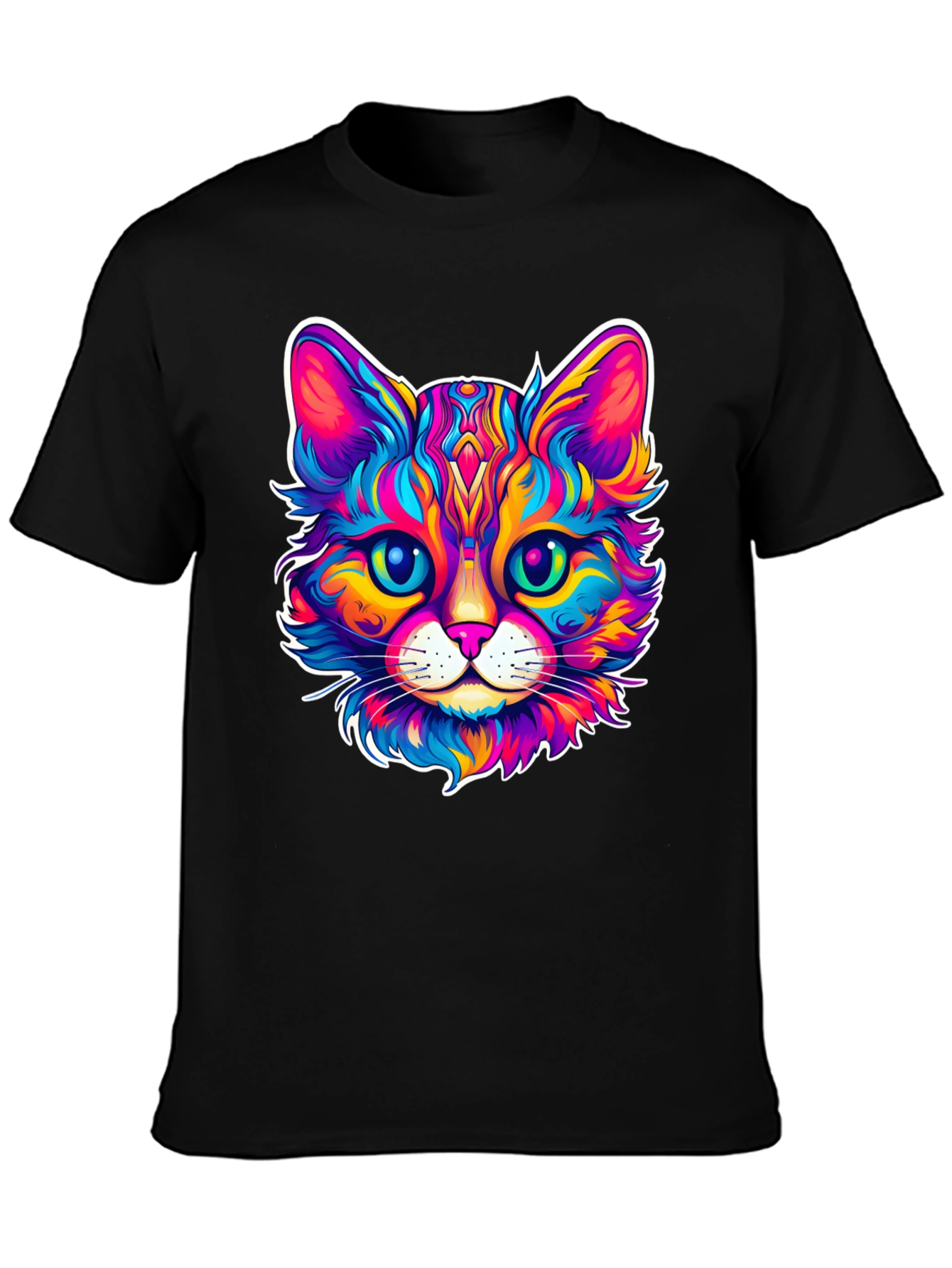 Colorful Cat Graphic T-Shirt