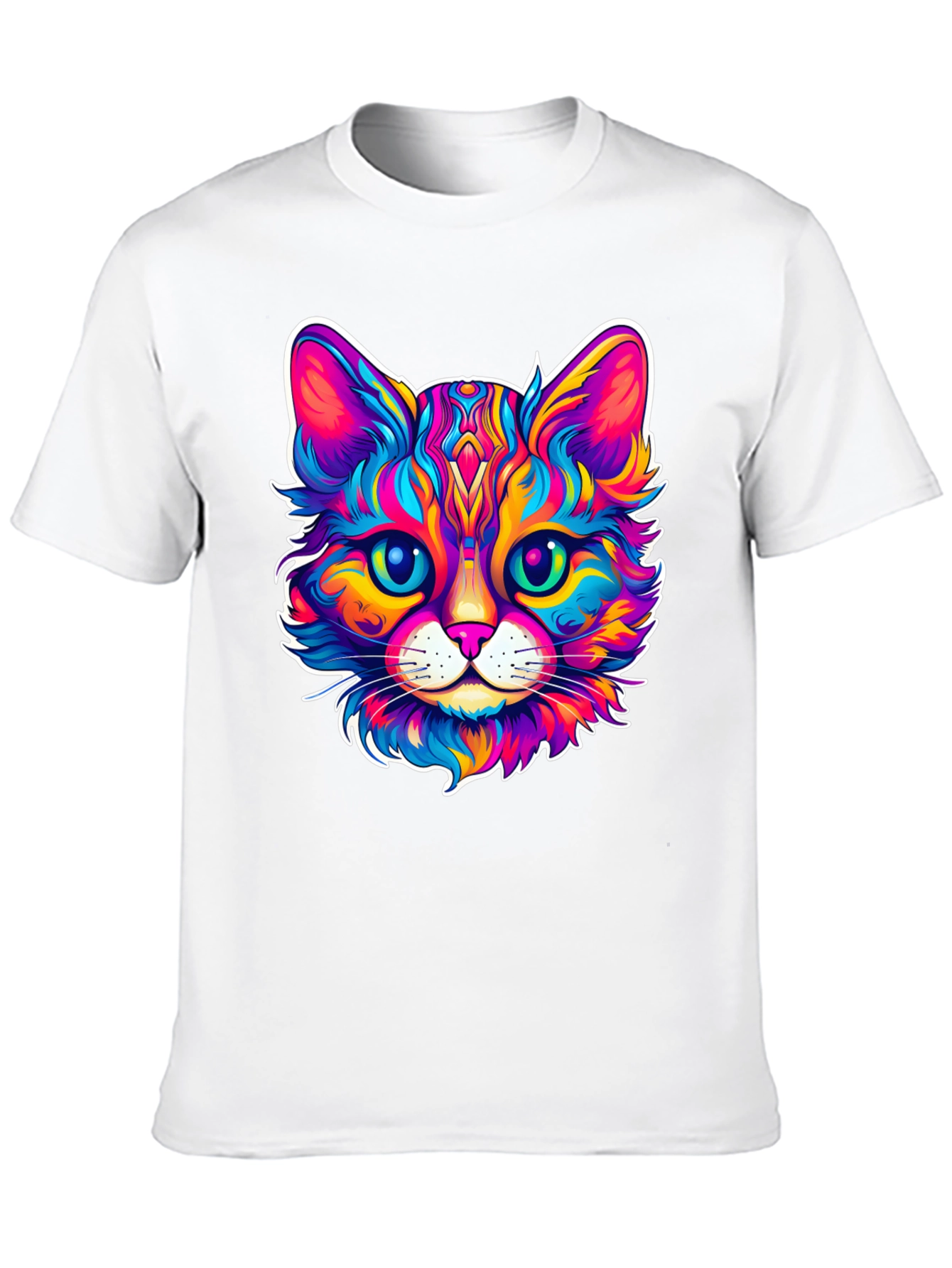 Colorful Cat Graphic T-Shirt