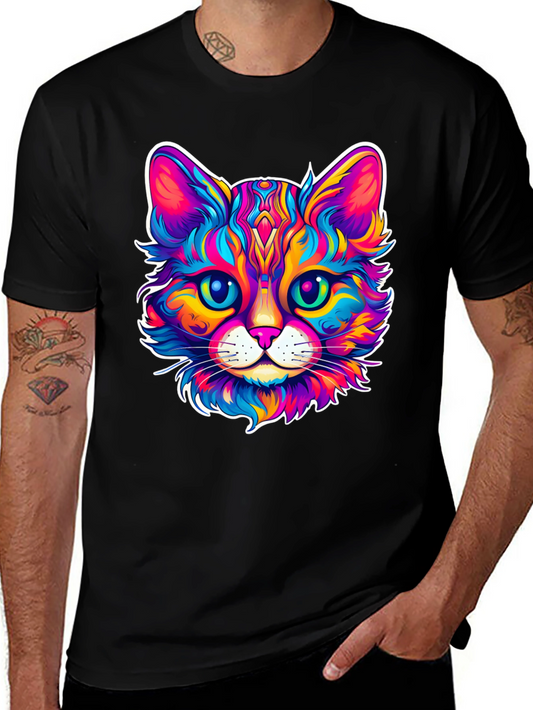 Colorful Cat Graphic T-Shirt