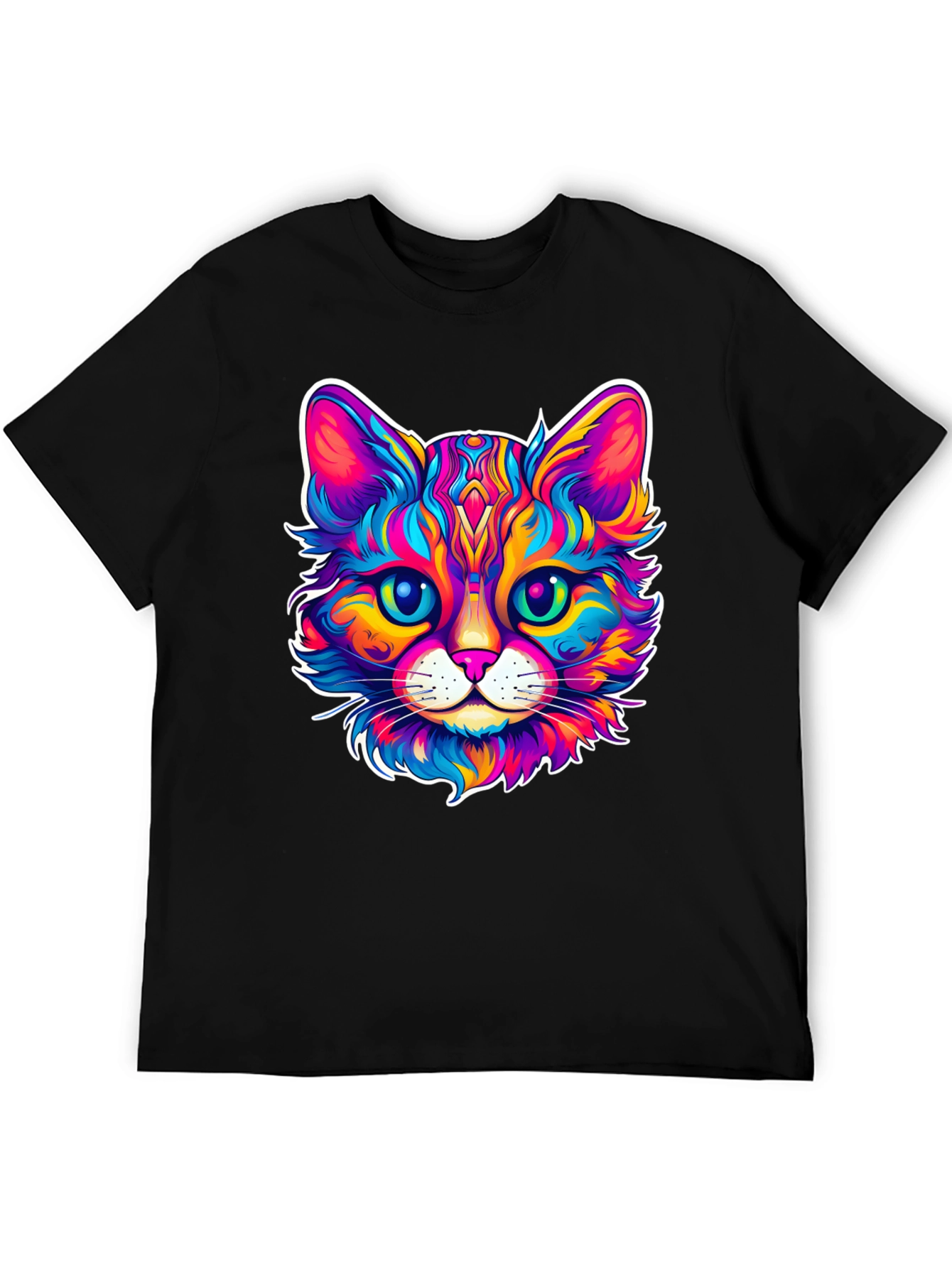 Colorful Cat Graphic T-Shirt