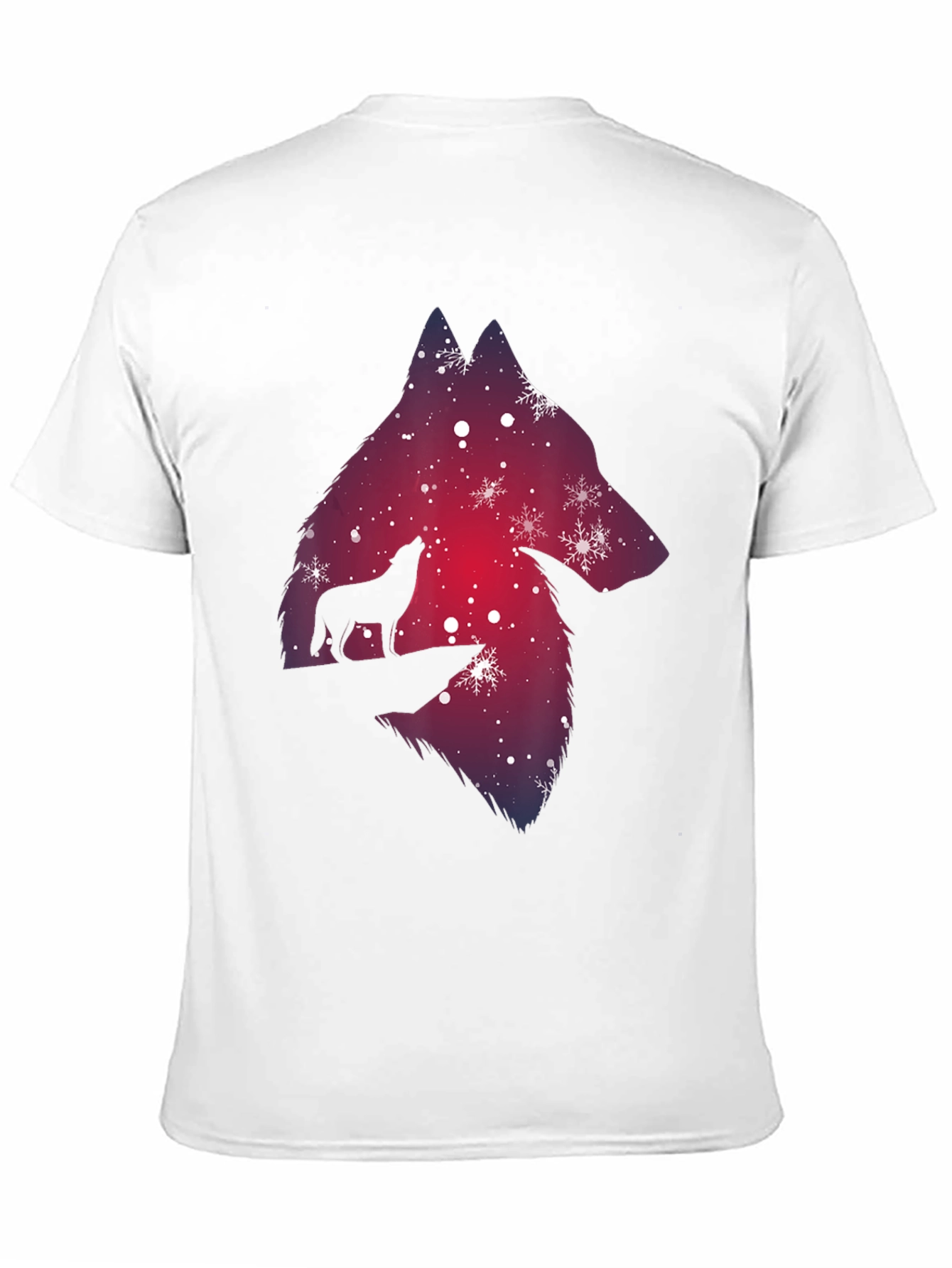 Wolf Silhouette T-Shirt - Winter Night Design