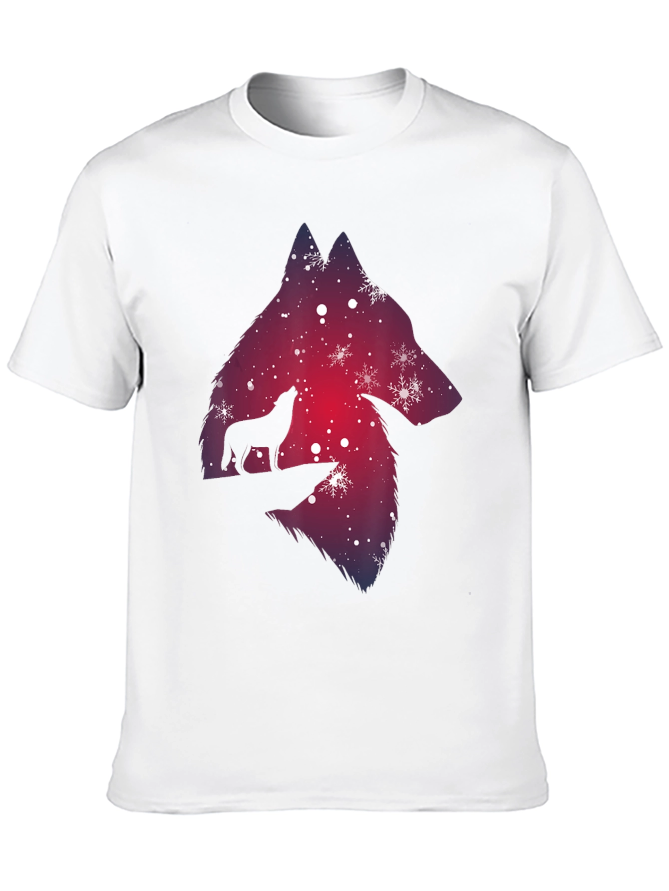 Wolf Silhouette T-Shirt - Winter Night Design