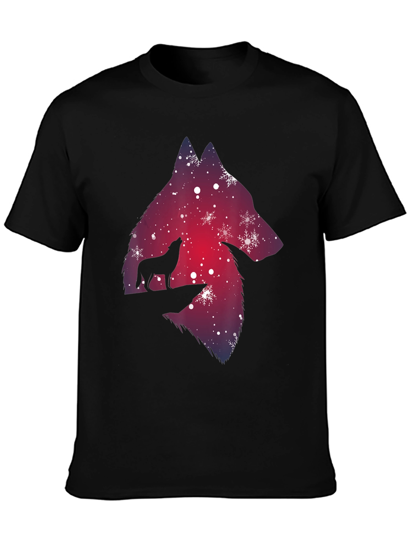 Wolf Silhouette T-Shirt - Winter Night Design