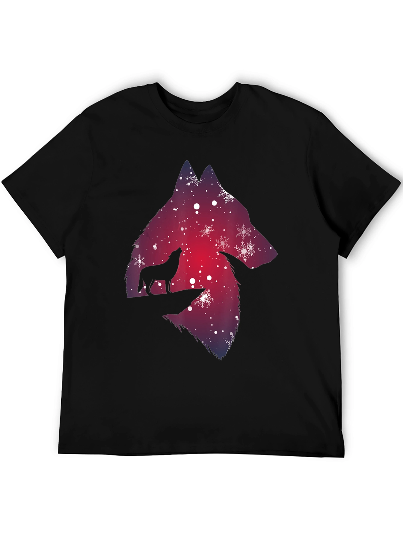 Wolf Silhouette T-Shirt - Winter Night Design