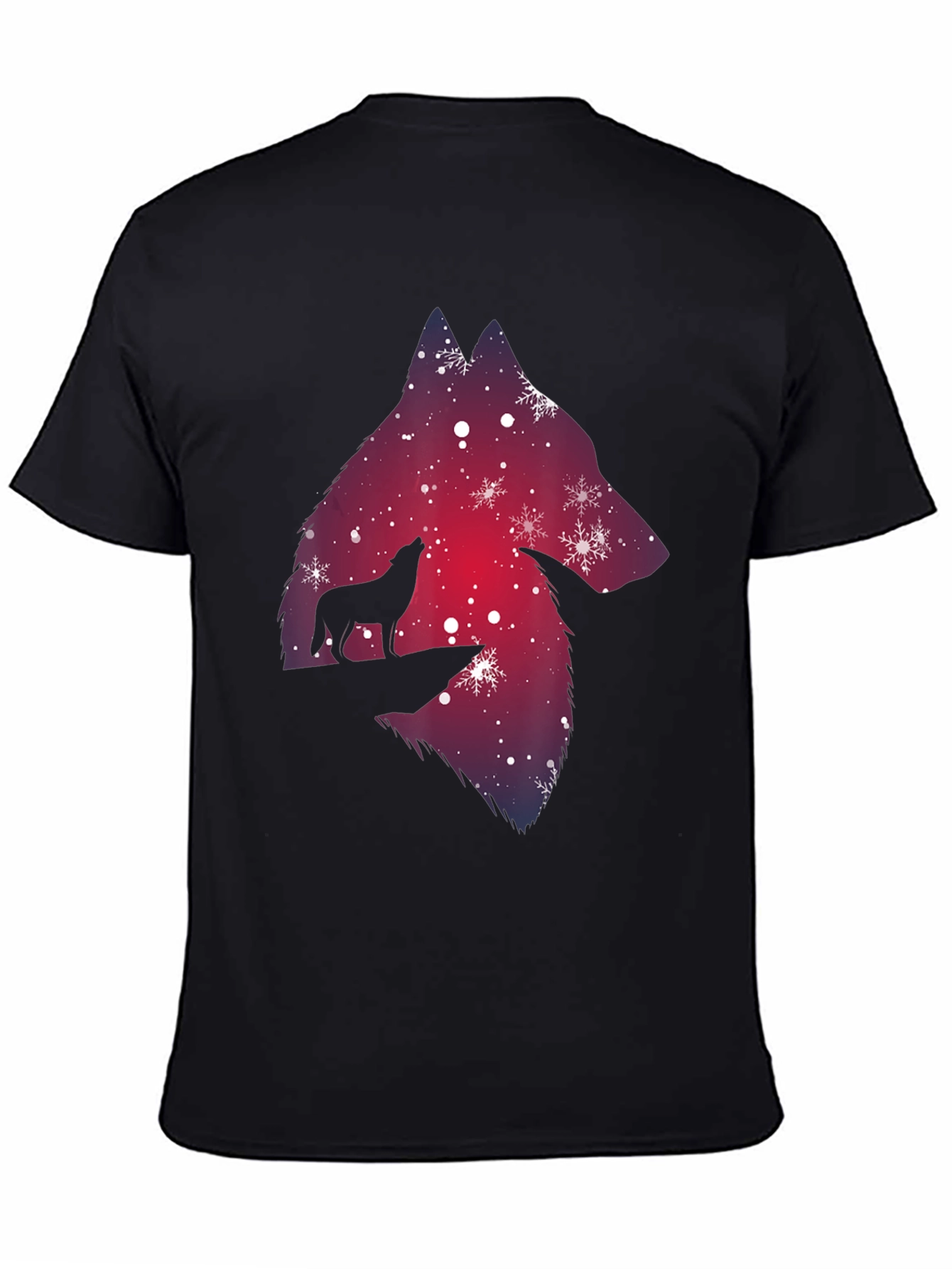 Wolf Silhouette T-Shirt - Winter Night Design