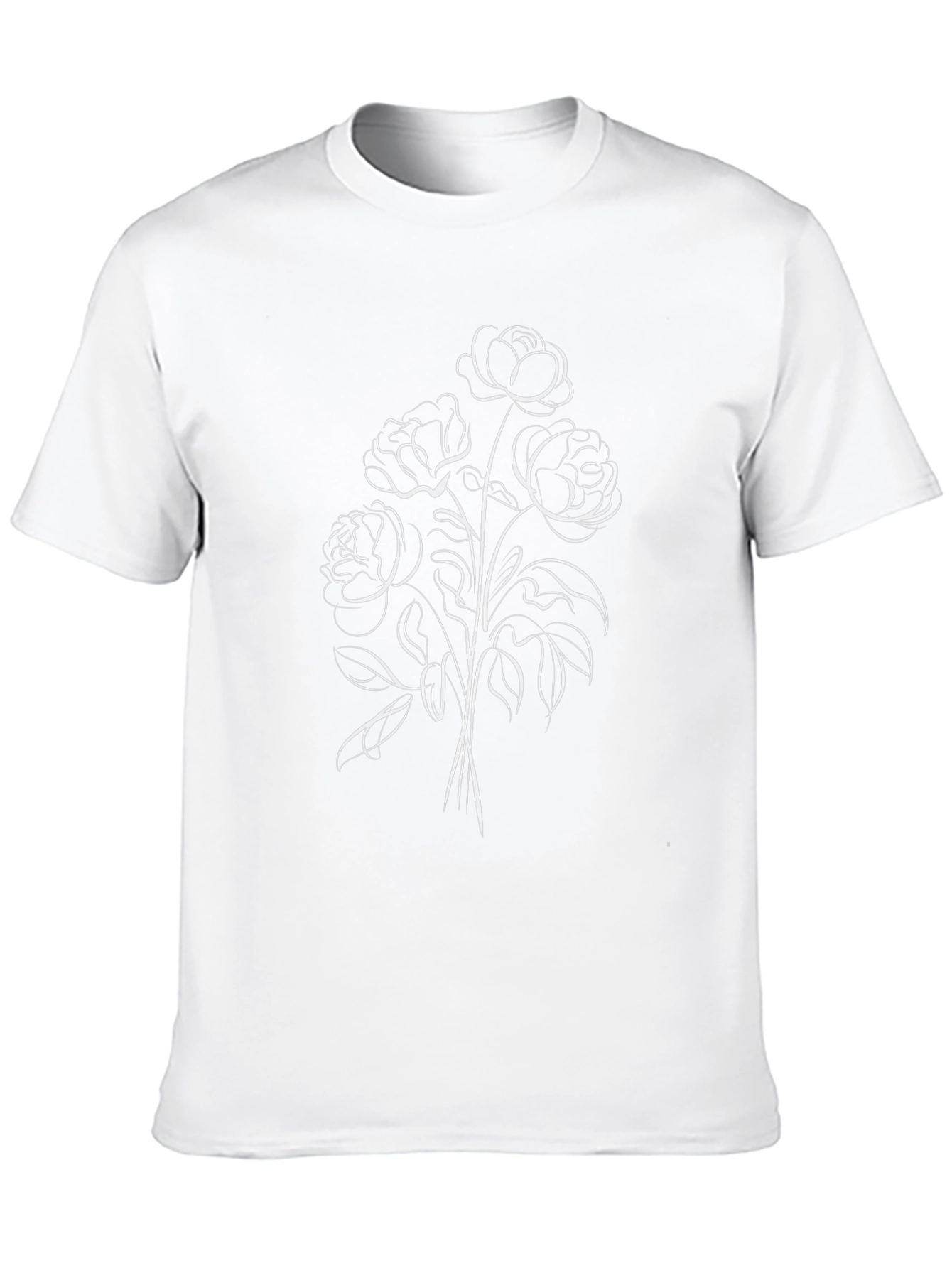 Floral Line Art Black Tee