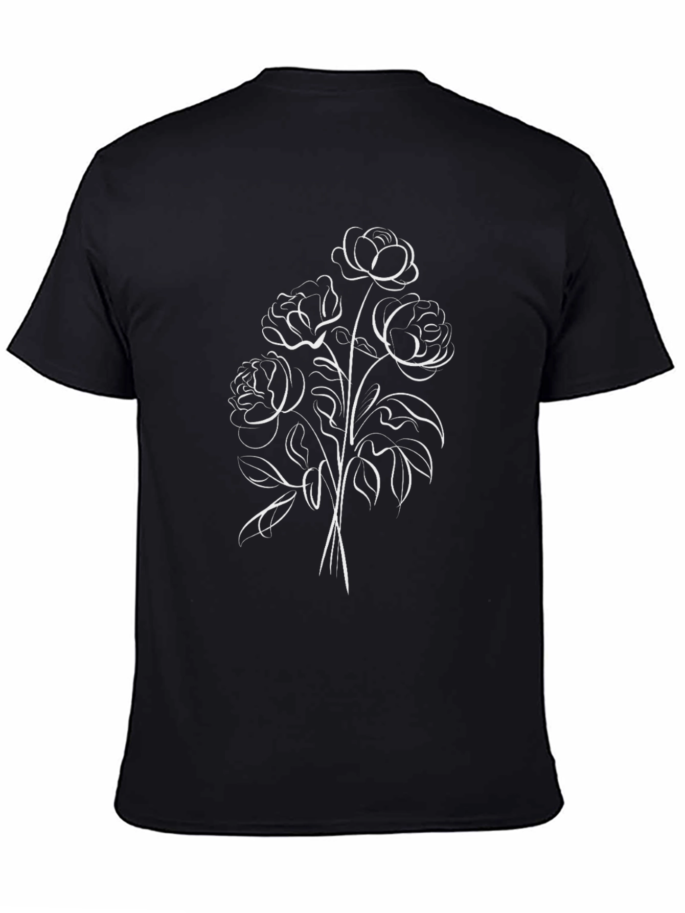 Floral Line Art Black Tee