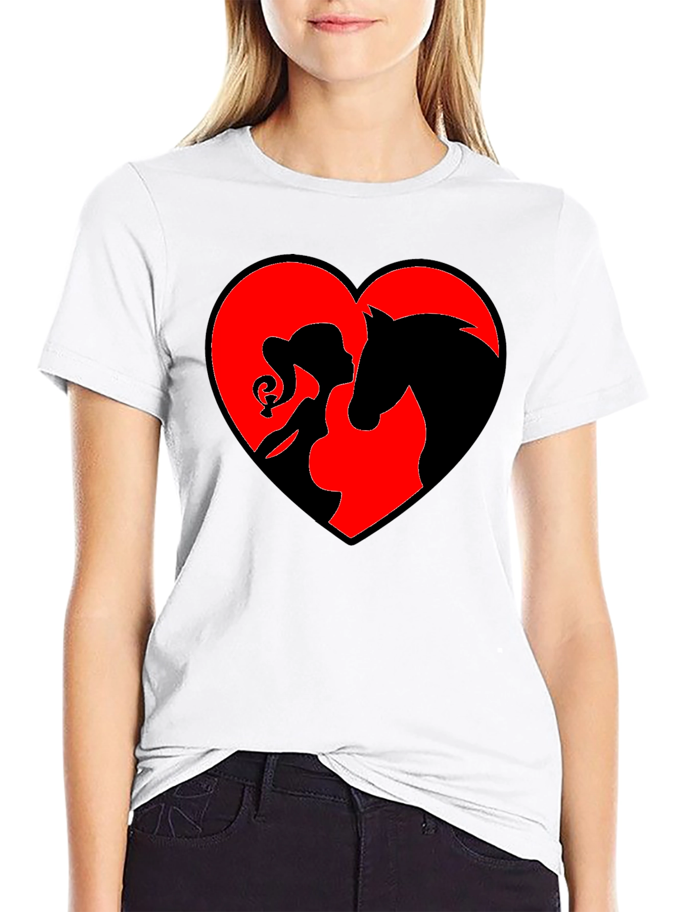 Heart Horse & Girl Black T-Shirt