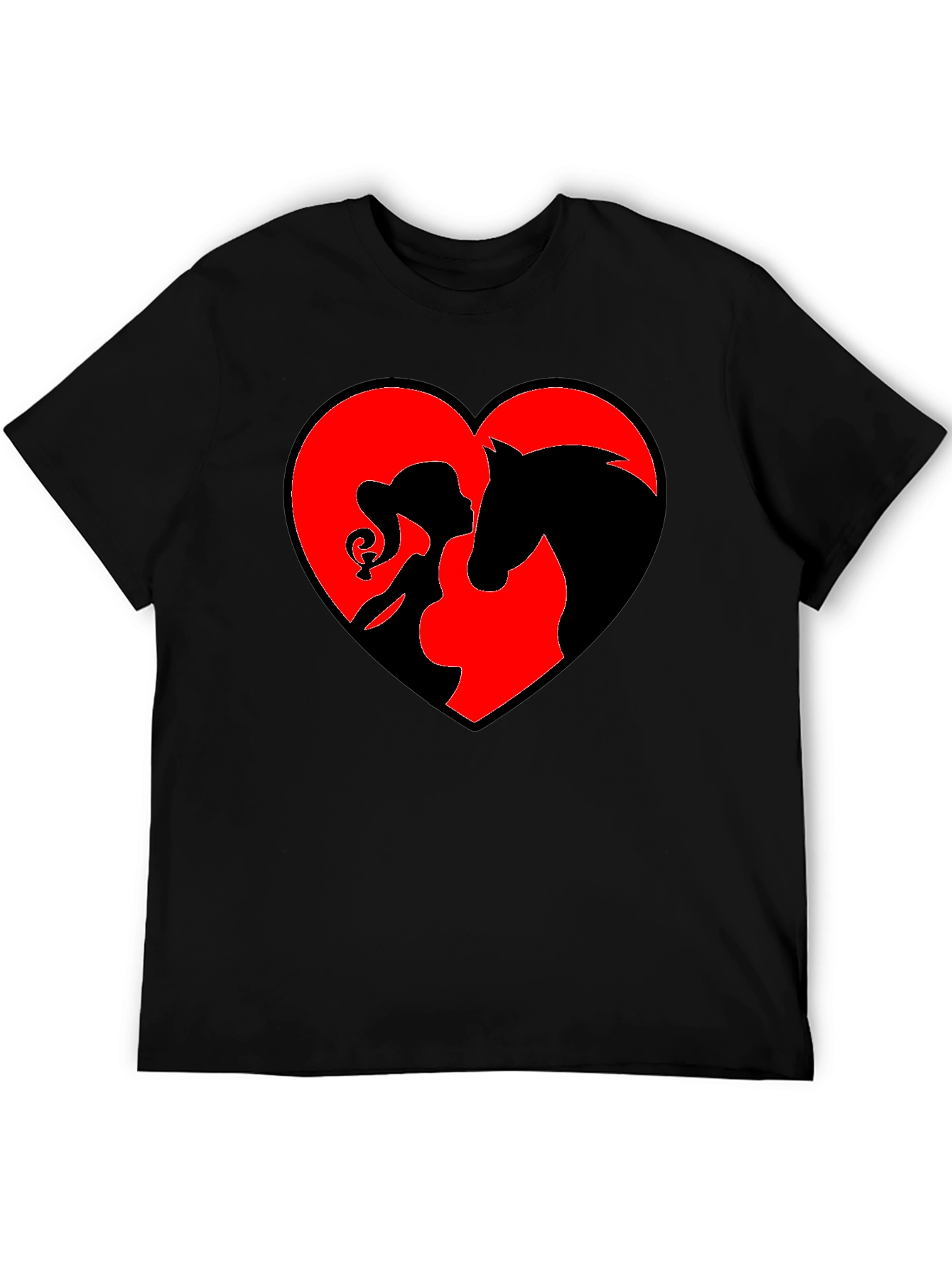 Heart Horse & Girl Black T-Shirt