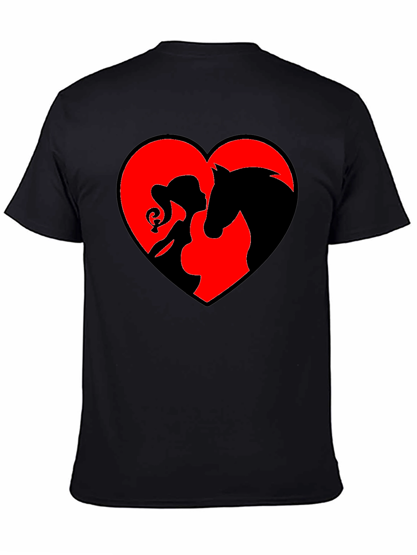 Heart Horse & Girl Black T-Shirt