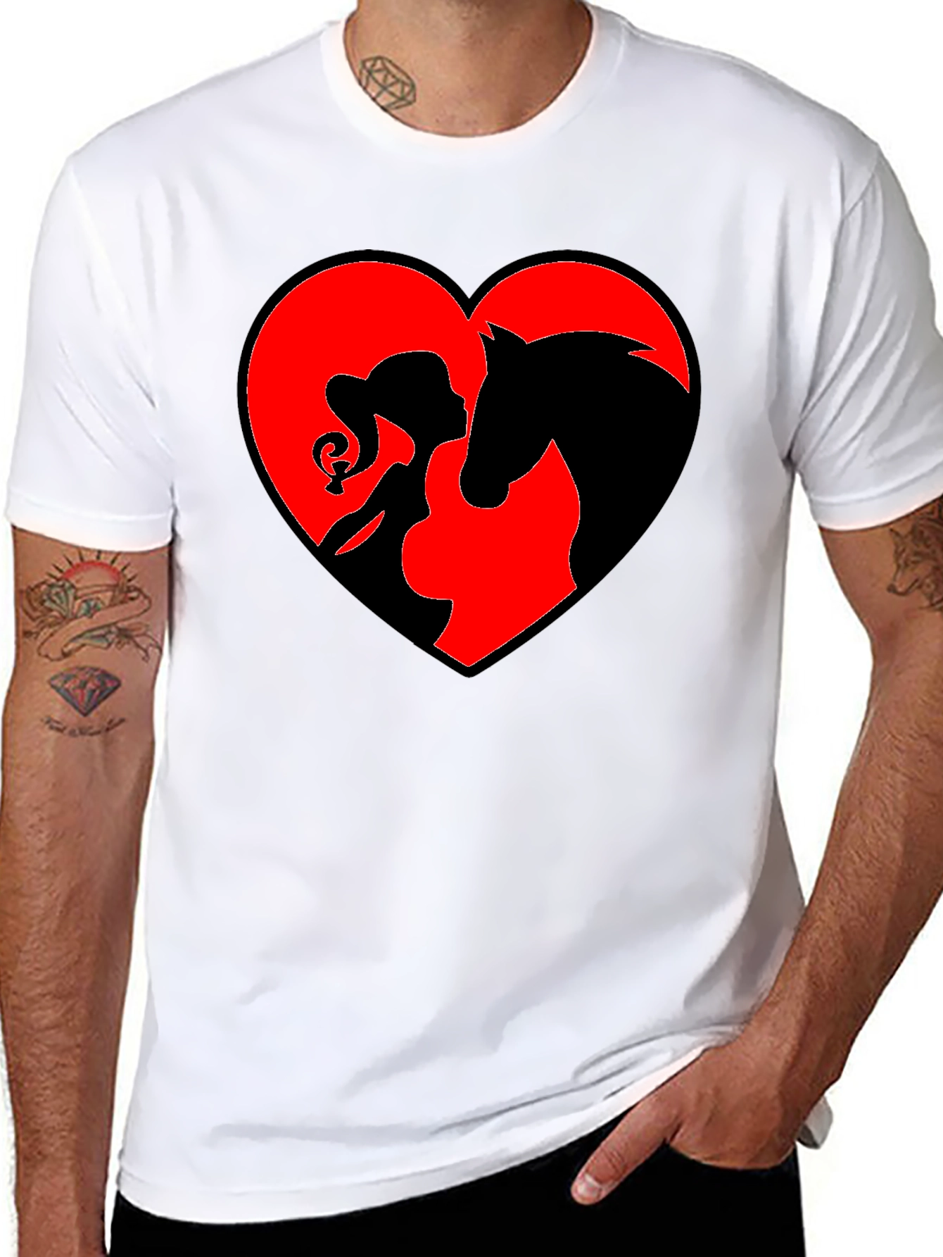 Heart Horse & Girl Black T-Shirt
