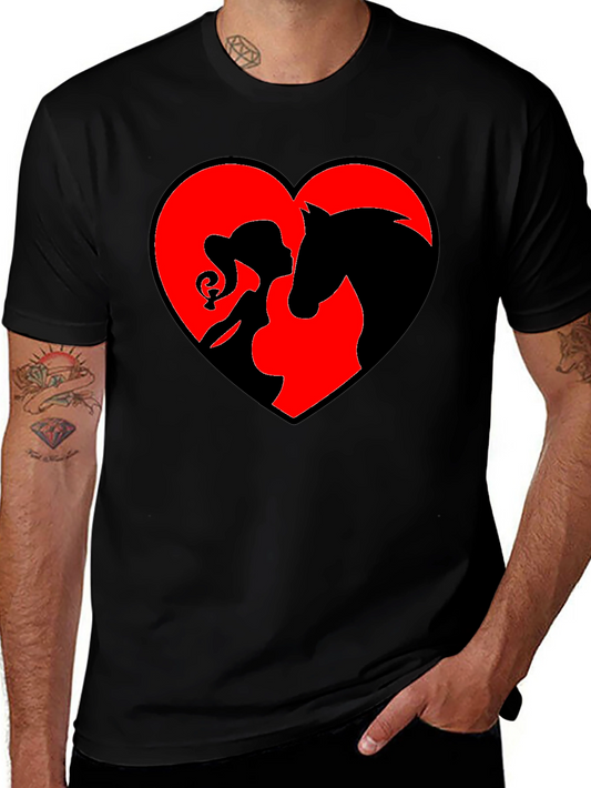 Heart Horse & Girl Black T-Shirt