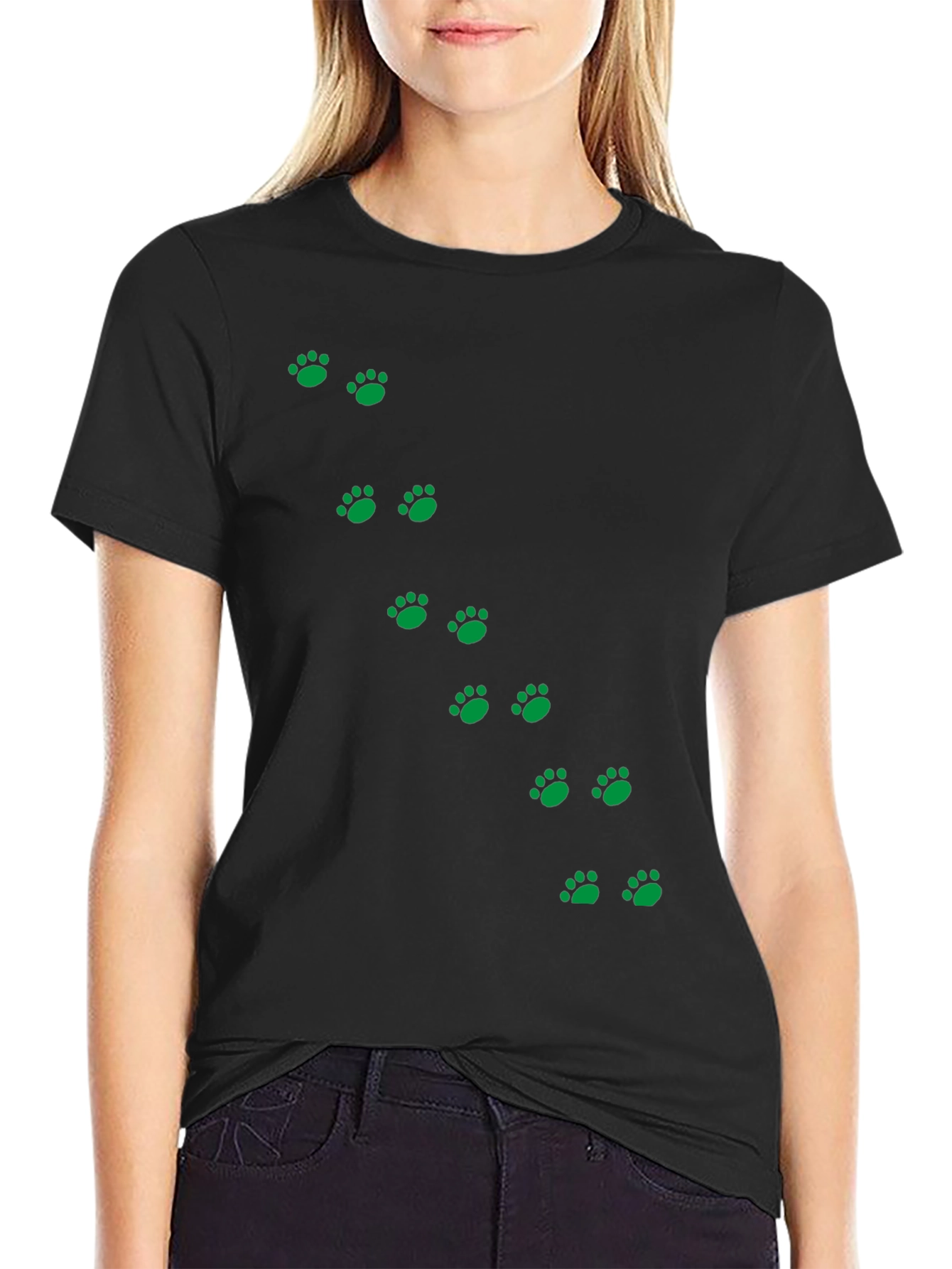 Black Paw Print T-Shirt - Casual Style