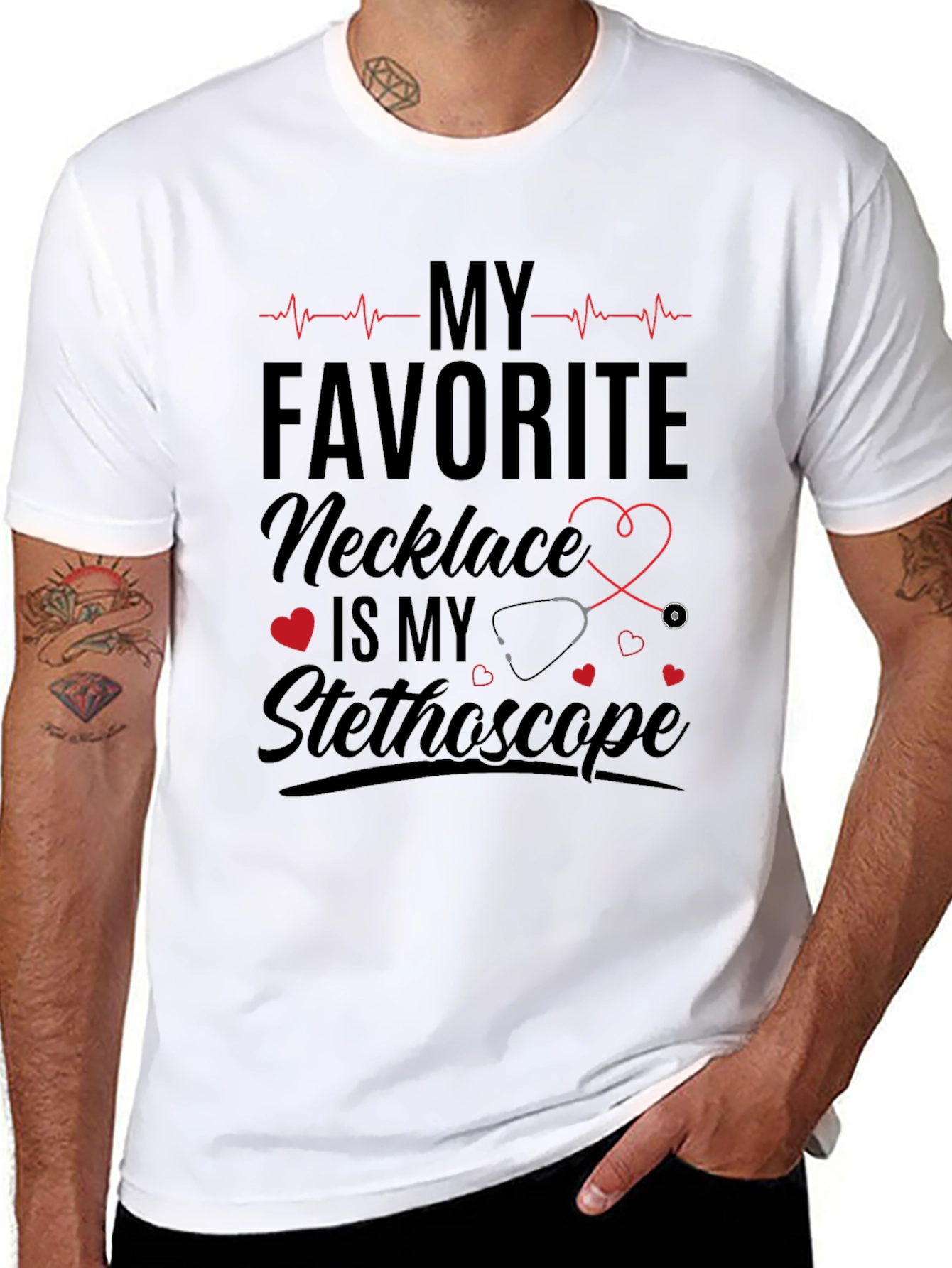 Nurse Stethoscope T-Shirt - Favorite Necklace