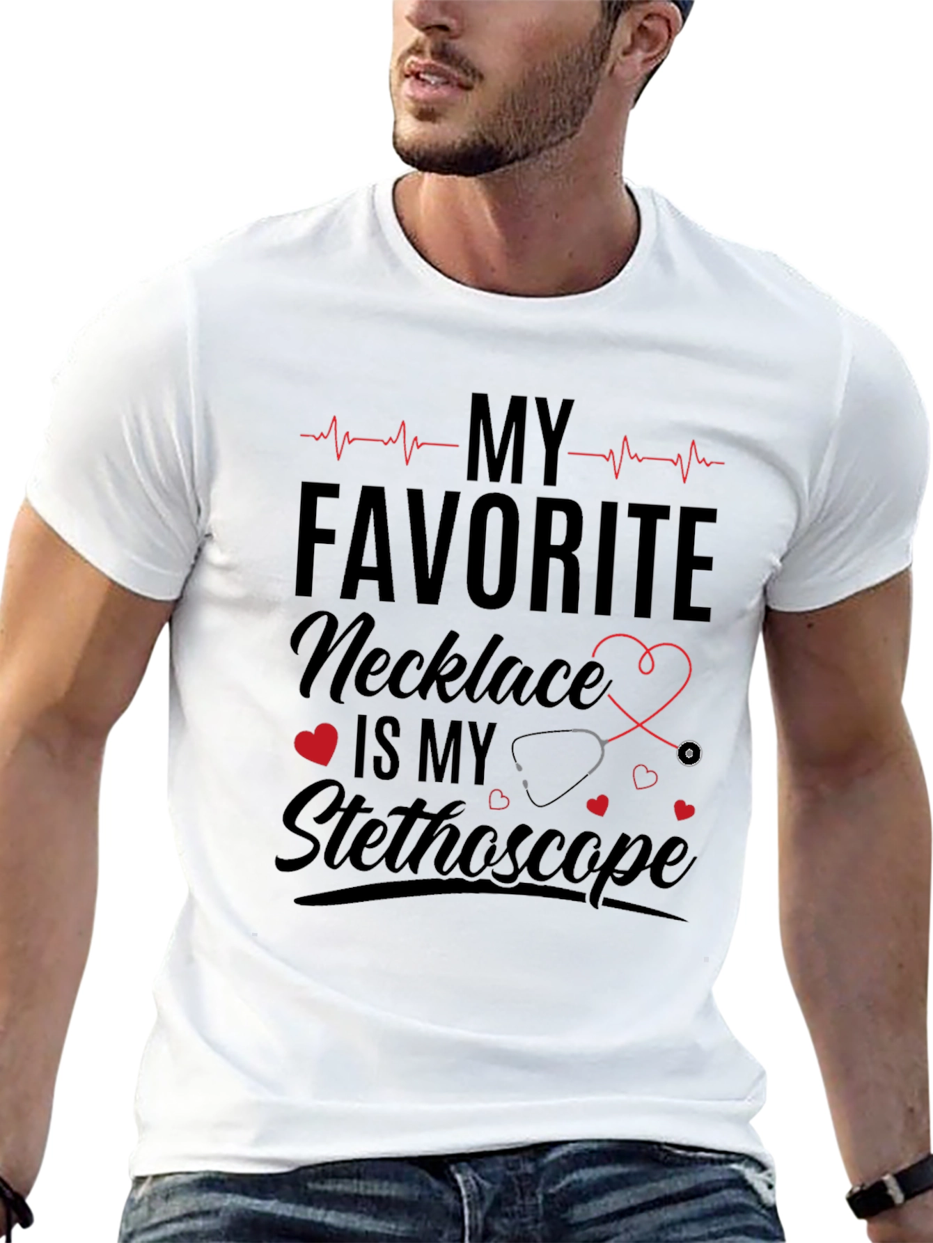 Nurse Stethoscope T-Shirt - Favorite Necklace