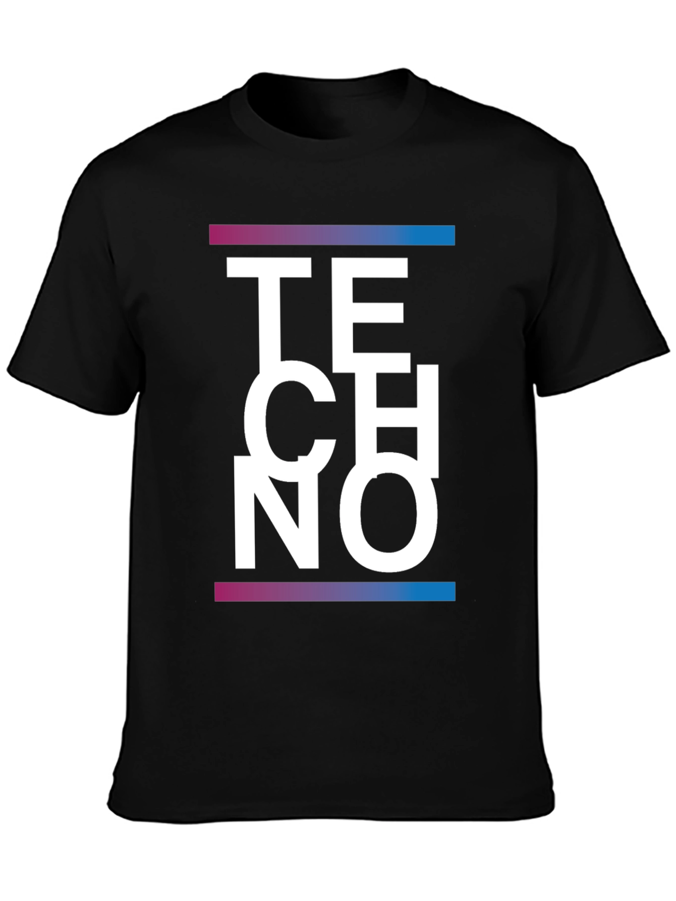 Techno Graphic Print Black T-Shirt