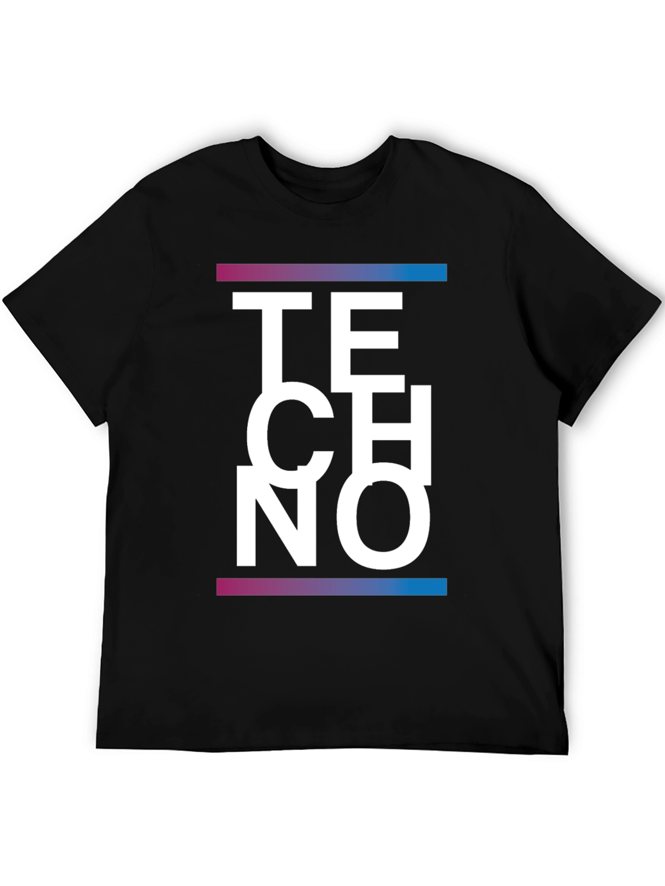 Techno Graphic Print Black T-Shirt