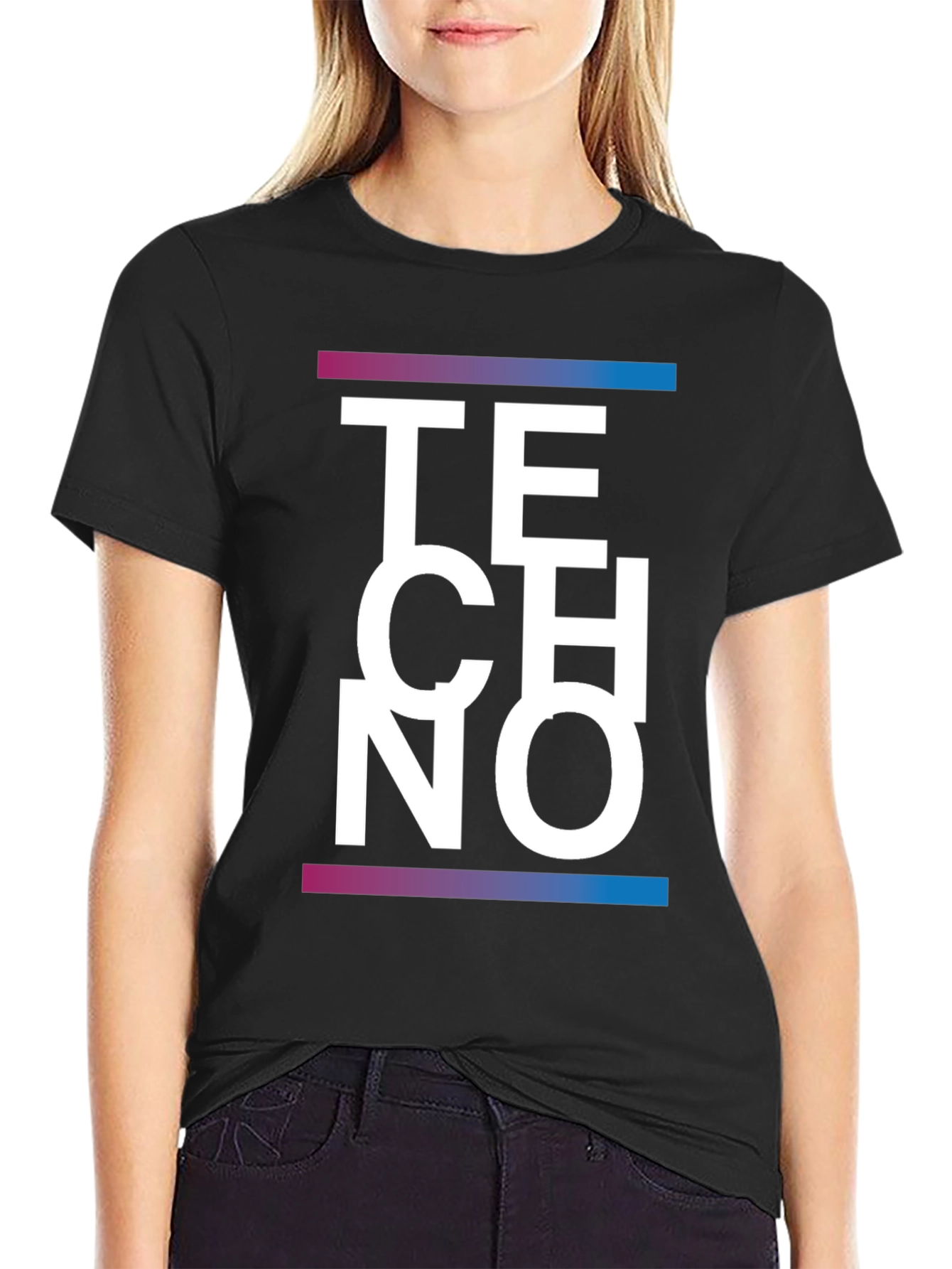 Techno Graphic Print Black T-Shirt