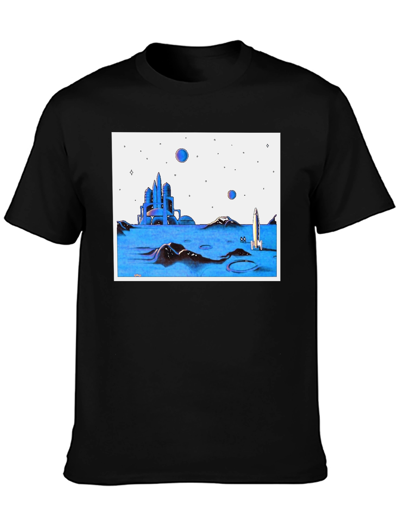 Futuristic Space T-Shirt - Black Crew Neck