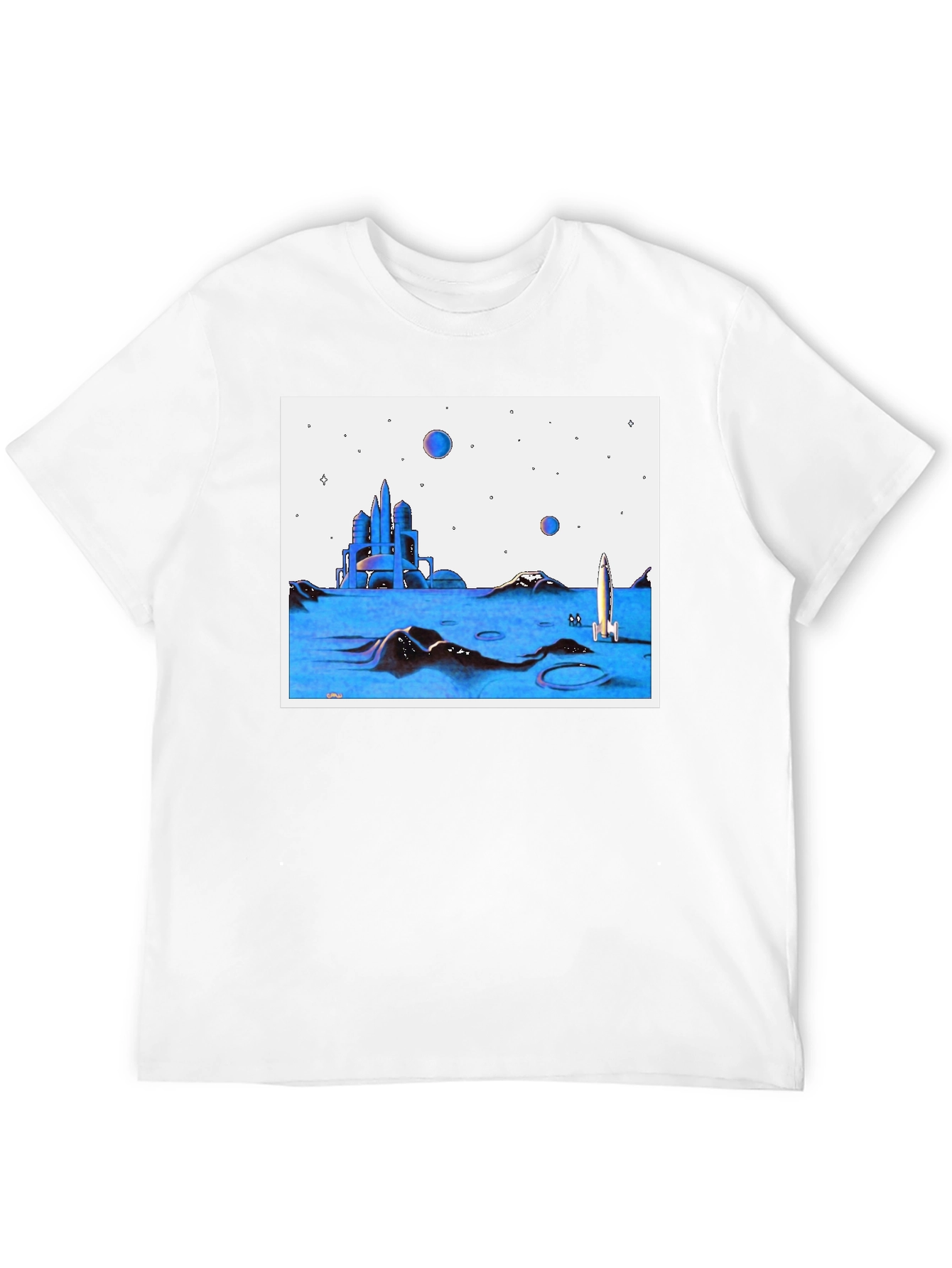 Futuristic Space T-Shirt - Black Crew Neck