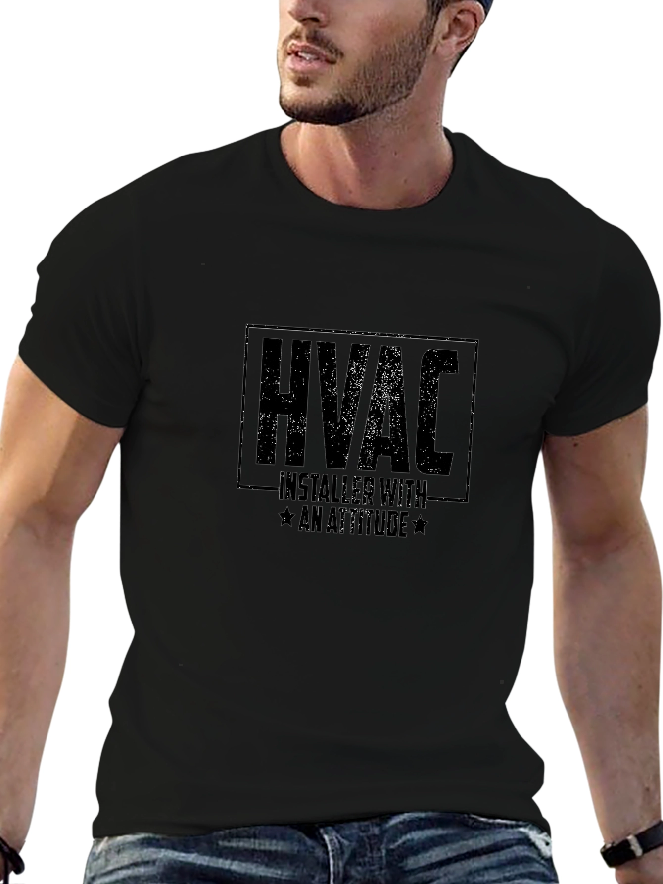 HVAC Installer Attitude Black T-Shirt