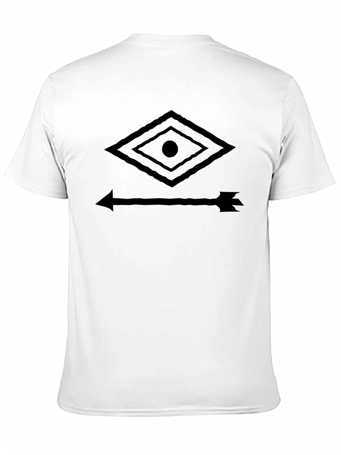 Geometric Eye and Arrow Graphic Tee - Black