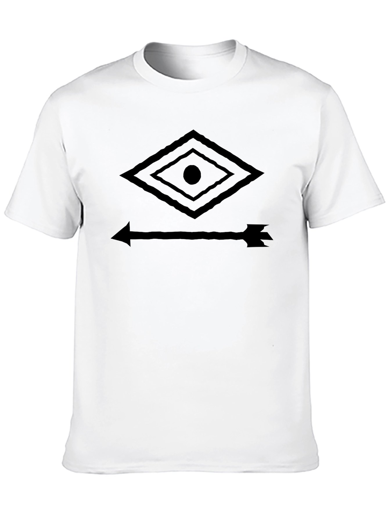 Geometric Eye and Arrow Graphic Tee - Black