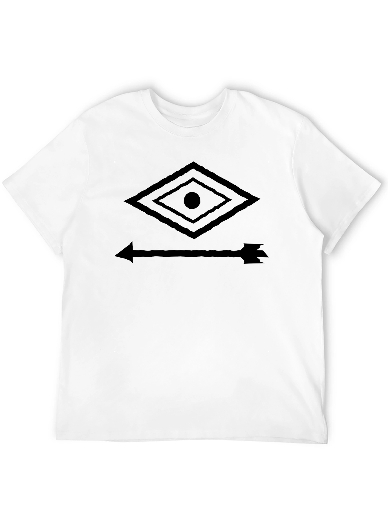 Geometric Eye and Arrow Graphic Tee - Black