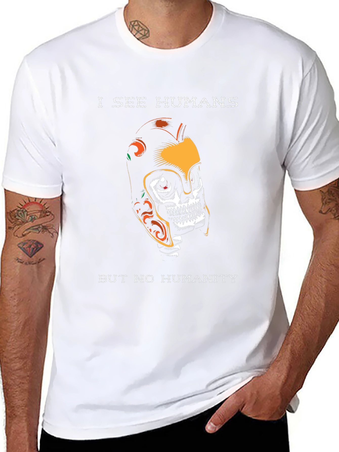 I See Humans Graphic T-Shirt - Unique Skull Design