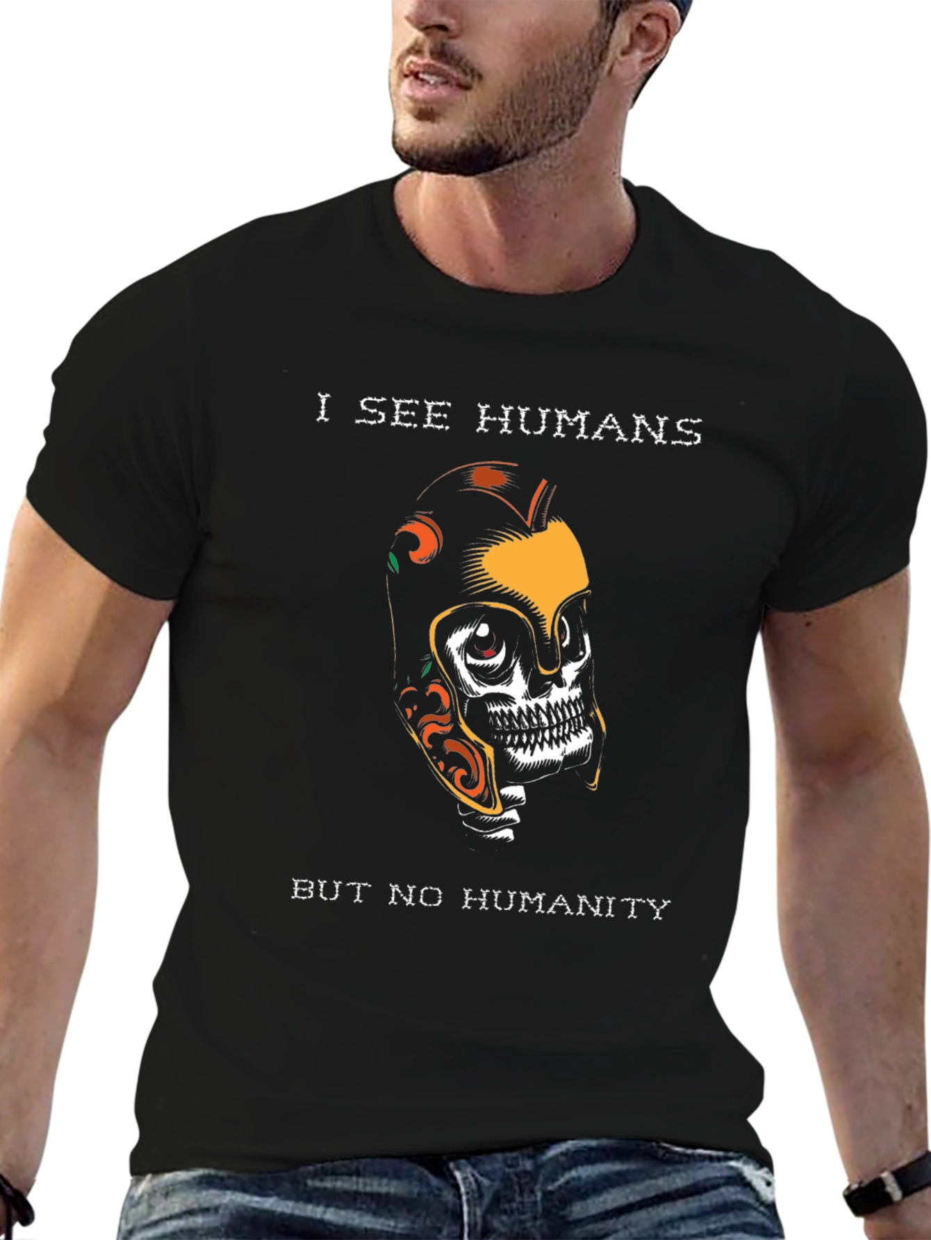 I See Humans Graphic T-Shirt - Unique Skull Design