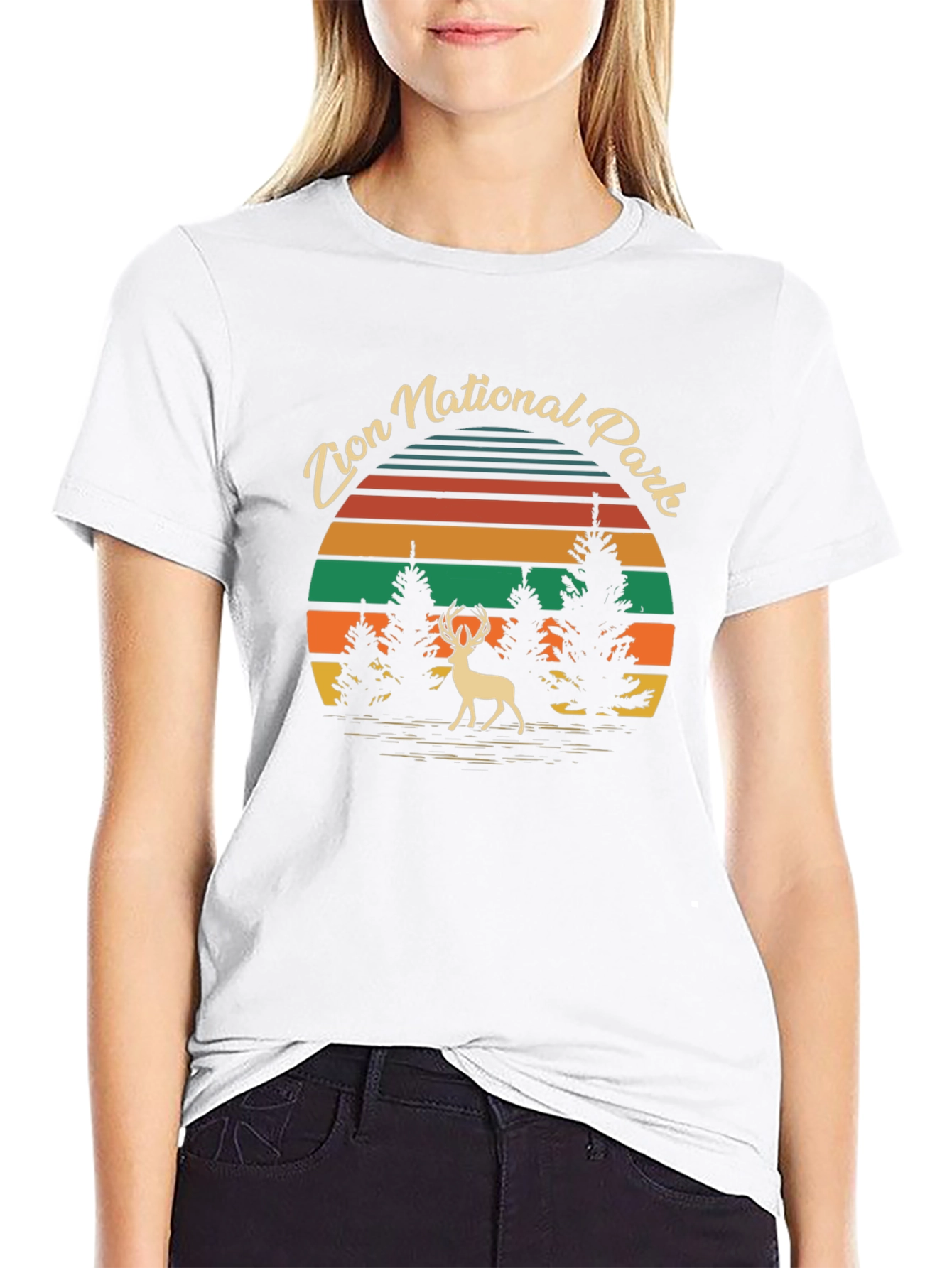 Zion National Park Deer Graphic Tee - Black