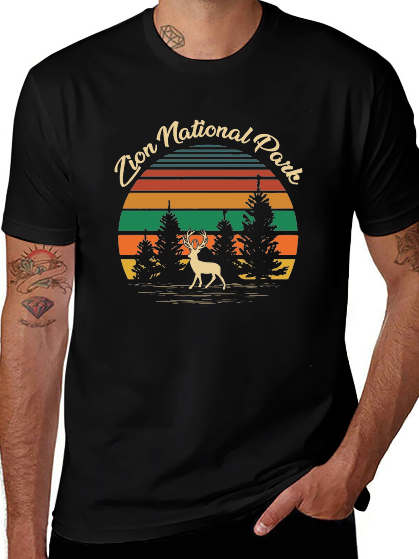 Zion National Park Deer Graphic Tee - Black