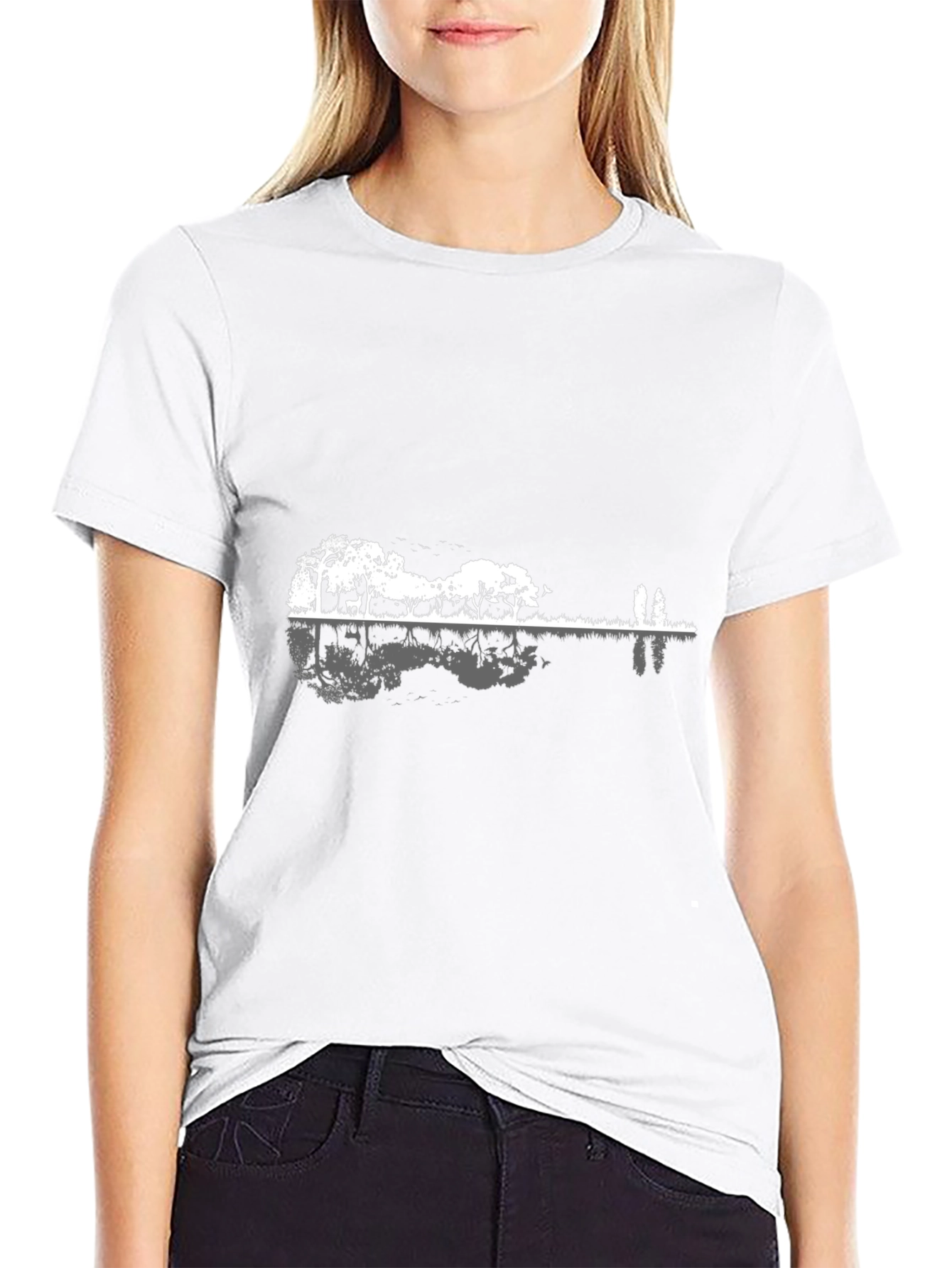 Nature Guitar Graphic Tee - Black Cotton T-Shirt