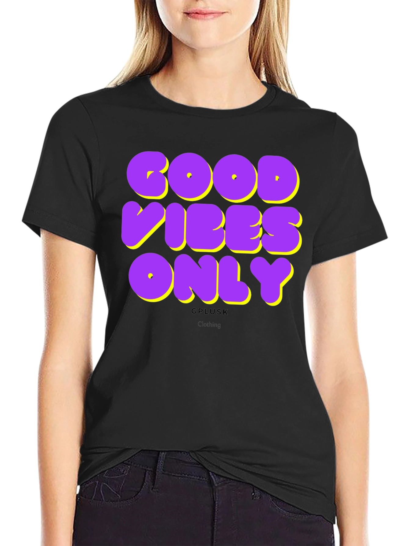 Good Vibes Only Graphic Print Black T-Shirt