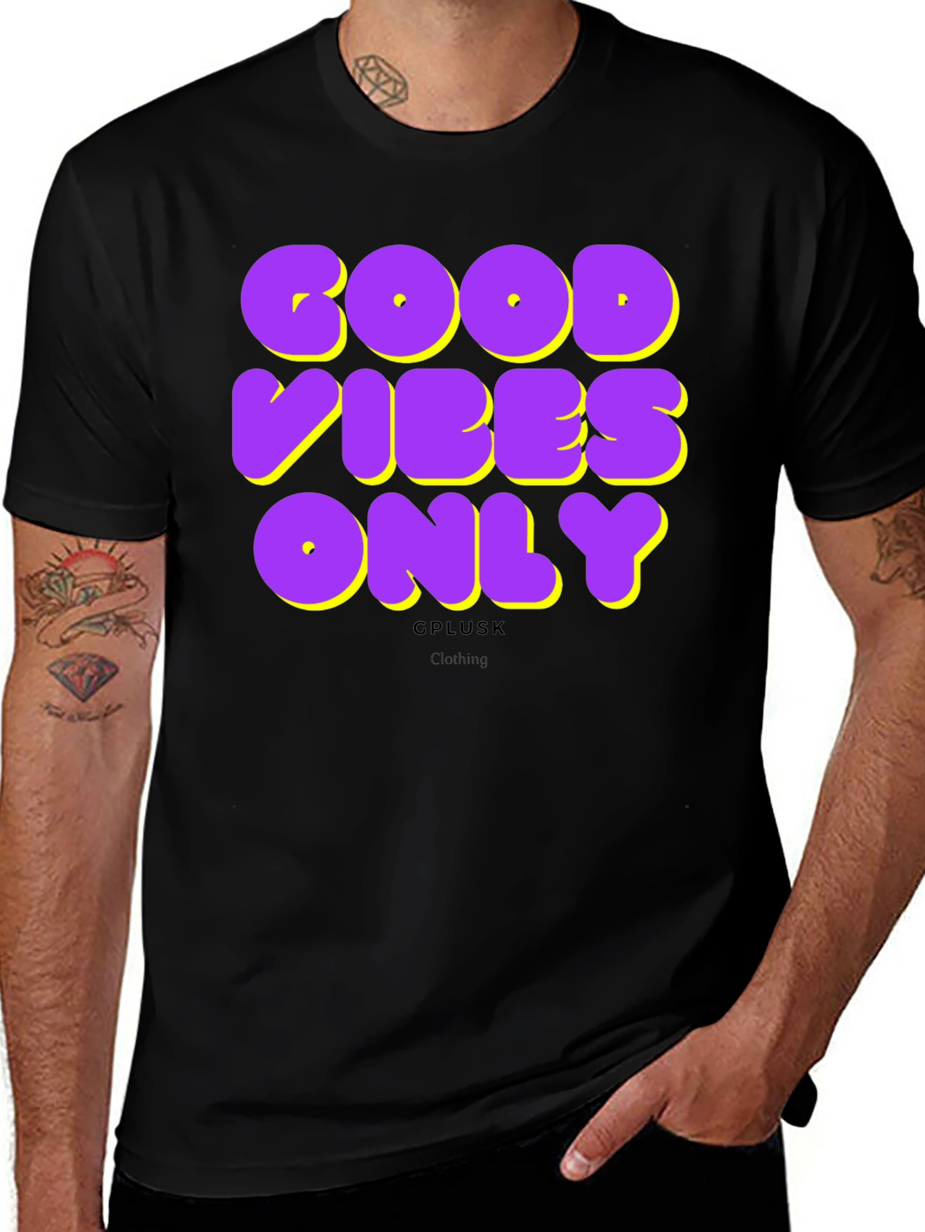 Good Vibes Only Graphic Print Black T-Shirt