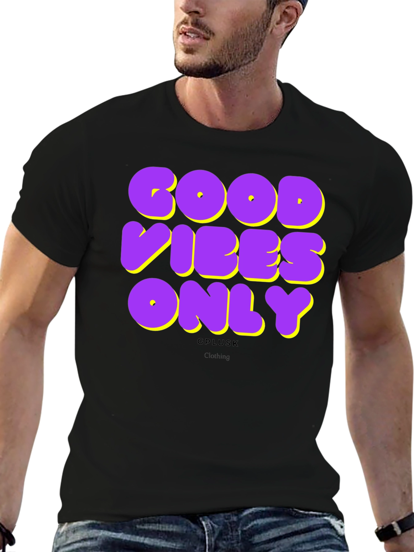 Good Vibes Only Graphic Print Black T-Shirt