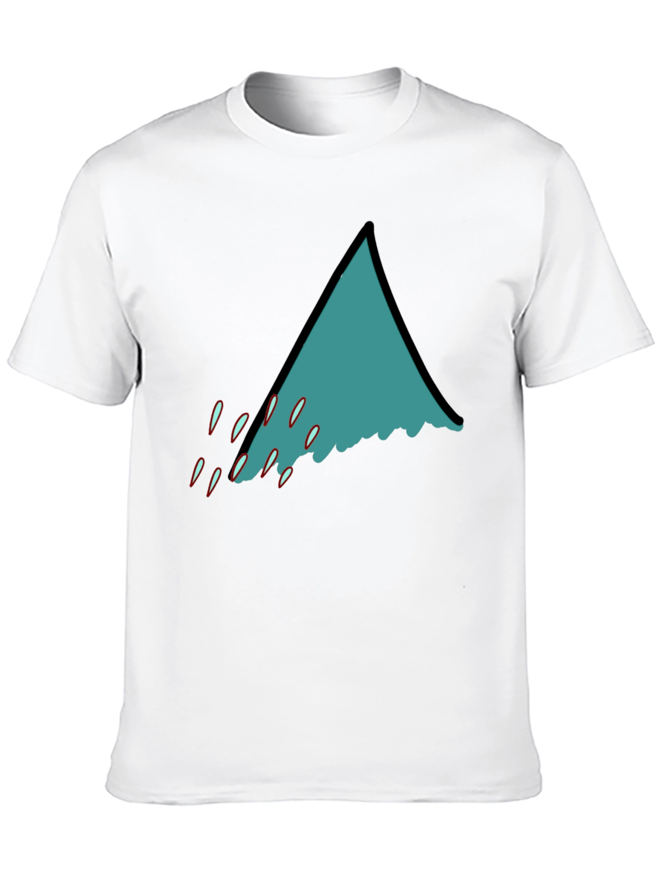 Teal Shark Fin Graphic Black T-Shirt