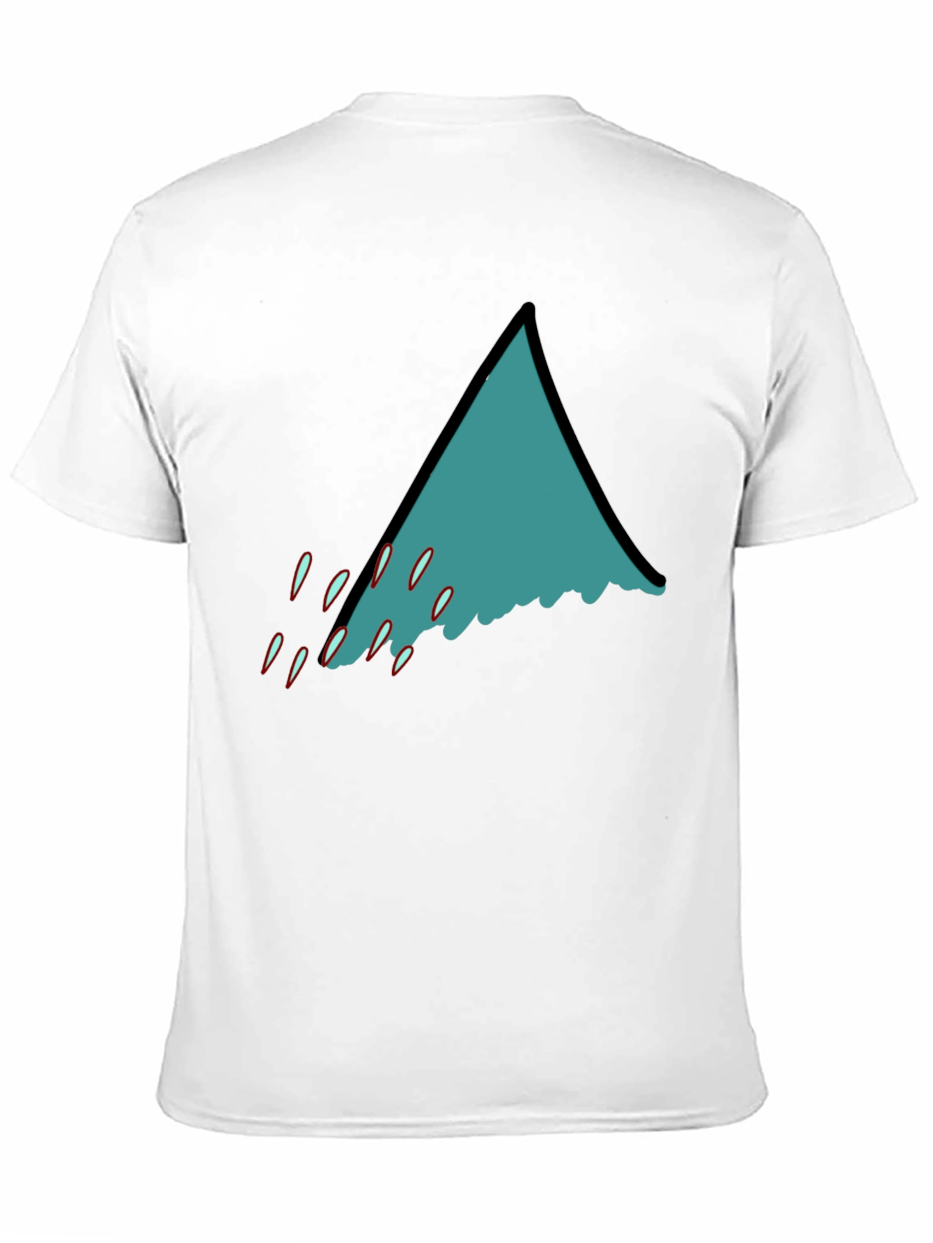 Teal Shark Fin Graphic Black T-Shirt