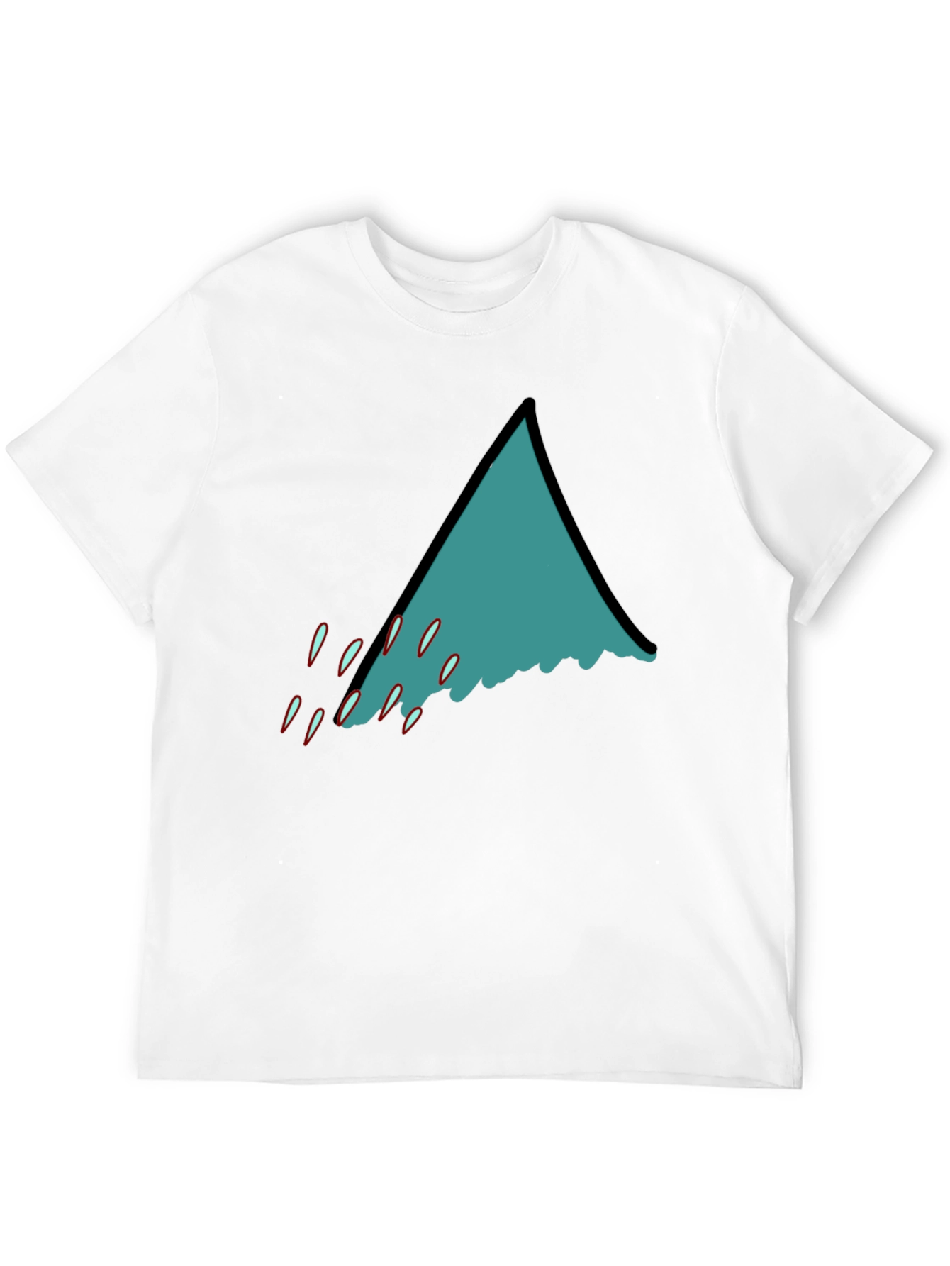 Teal Shark Fin Graphic Black T-Shirt