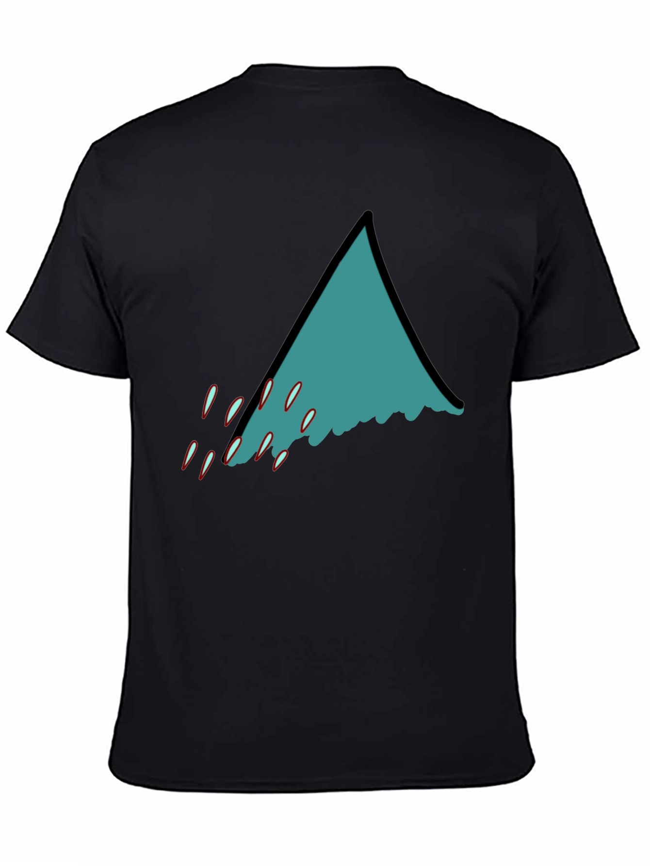 Teal Shark Fin Graphic Black T-Shirt