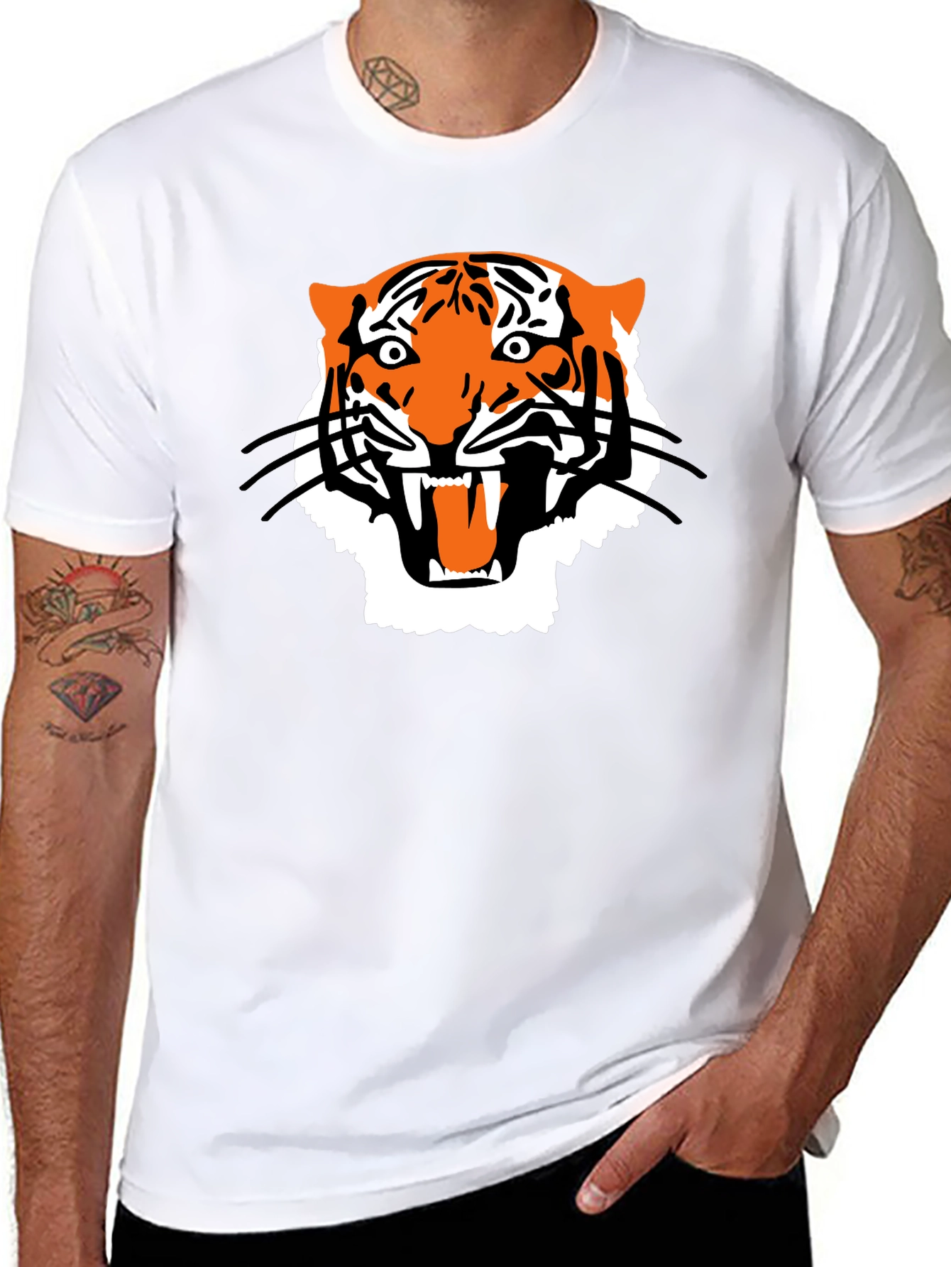Bold Tiger Graphic Tee - Mens Black T-Shirt